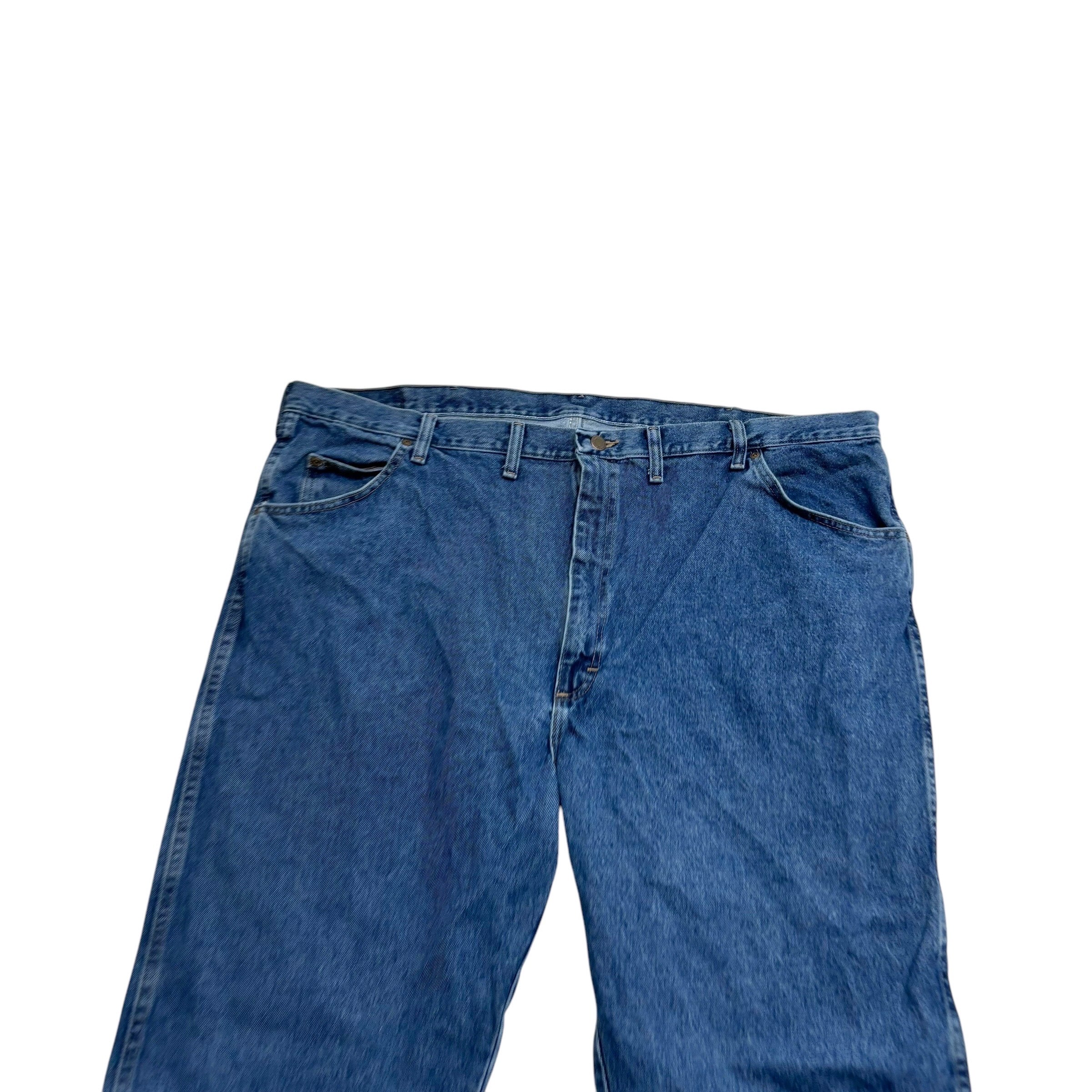 Wrangler Jeans W48 L30 Mens Mid Blue Regular Straight Fit Denim