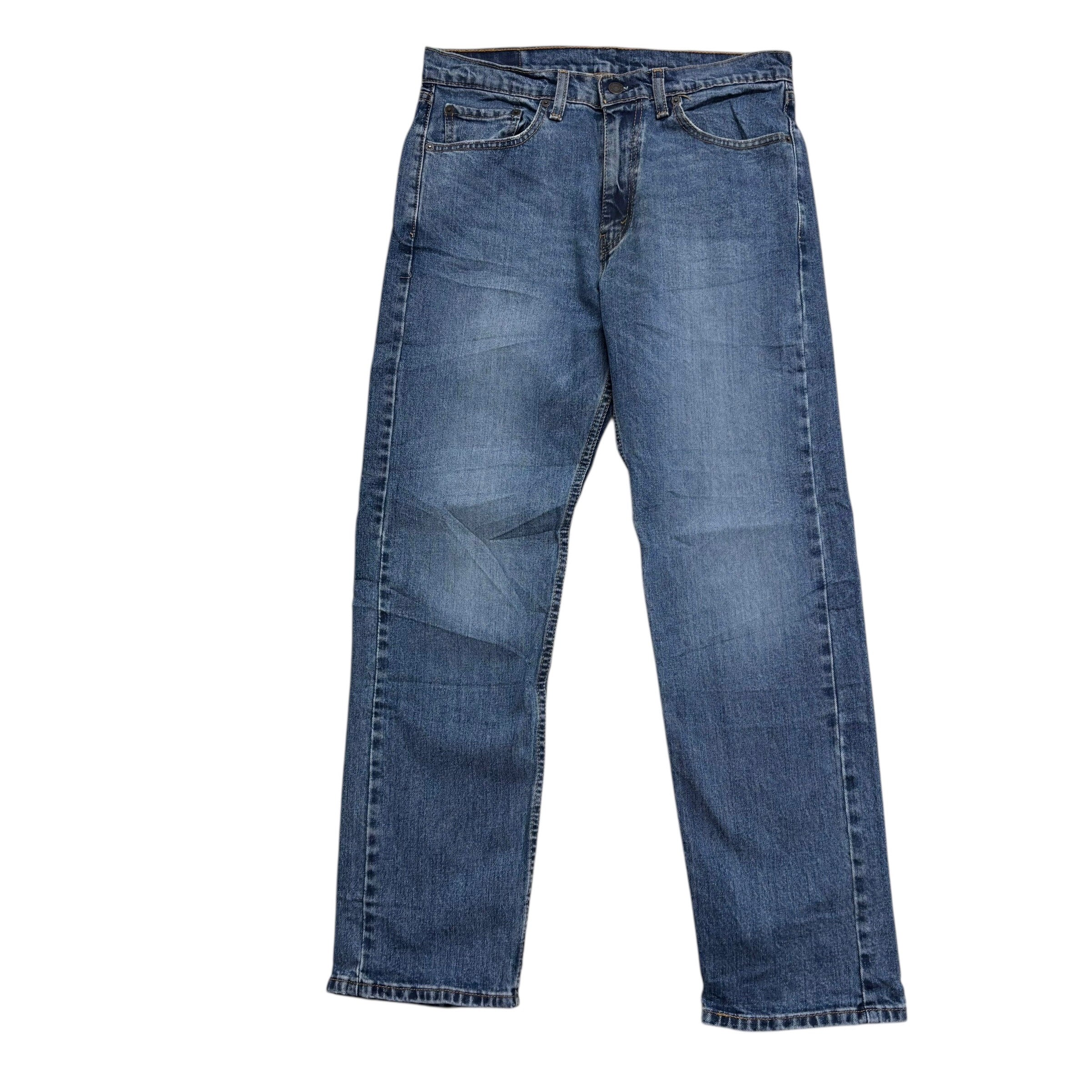 Levis 505 Jeans W32 L30 Mens Mid Blue Regular Straight Fit Stretch Denim (E)