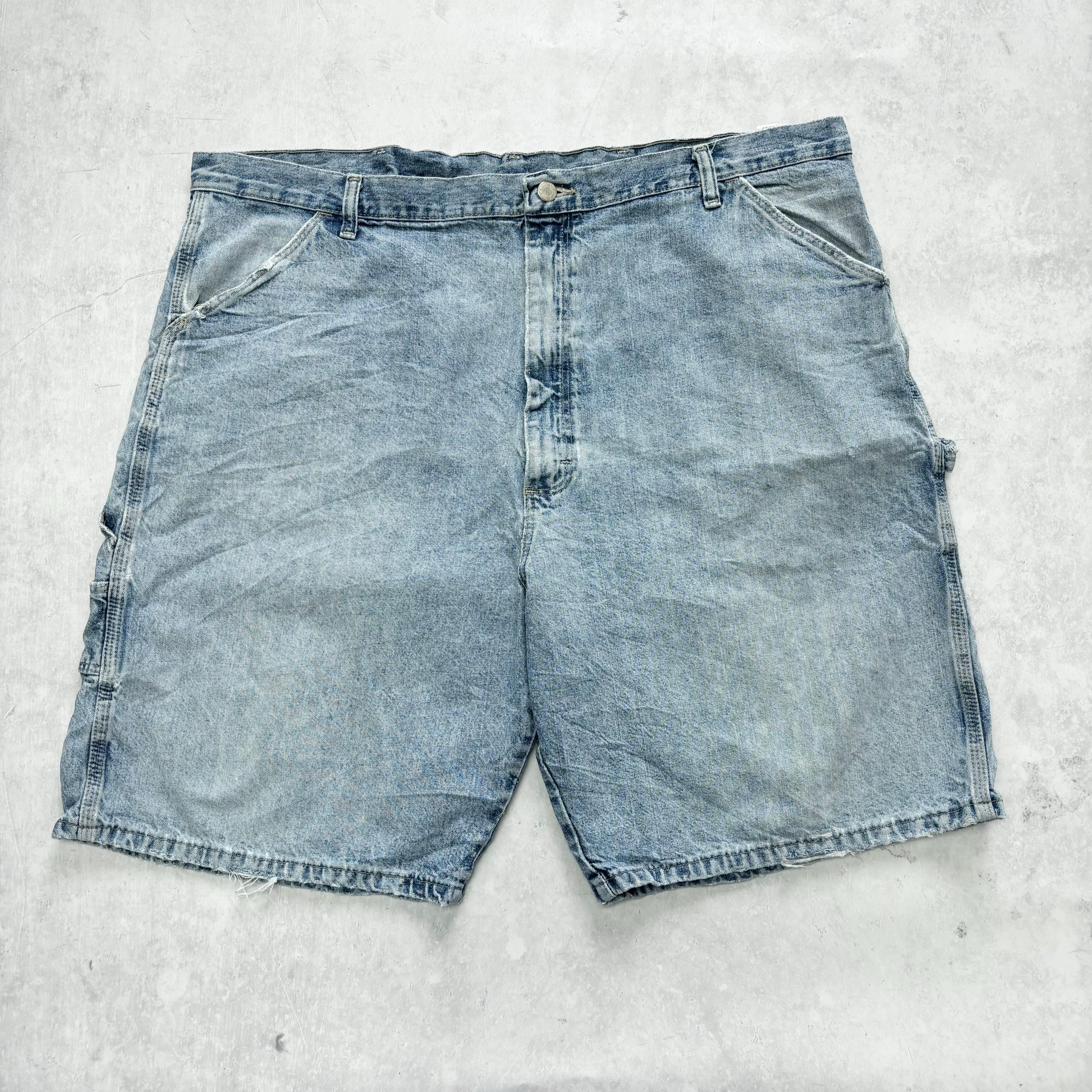 Vintage Wrangler Jorts W42 Mens Denim Shorts Light Blue Baggy Relaxed Carpenter