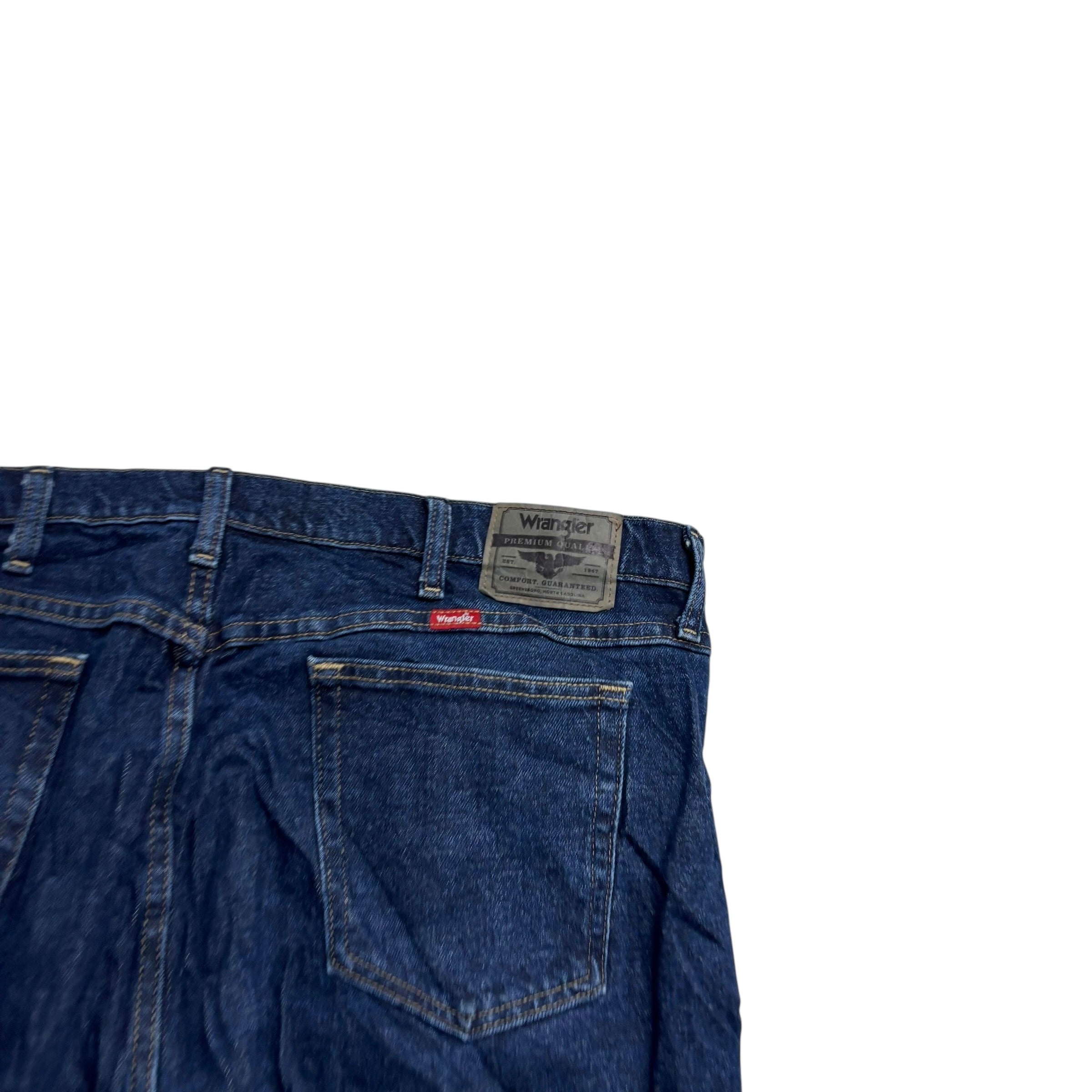 Wrangler Jeans W42 L30 Mens Dark Blue Regular Straight Fit Stretch Denim (E)