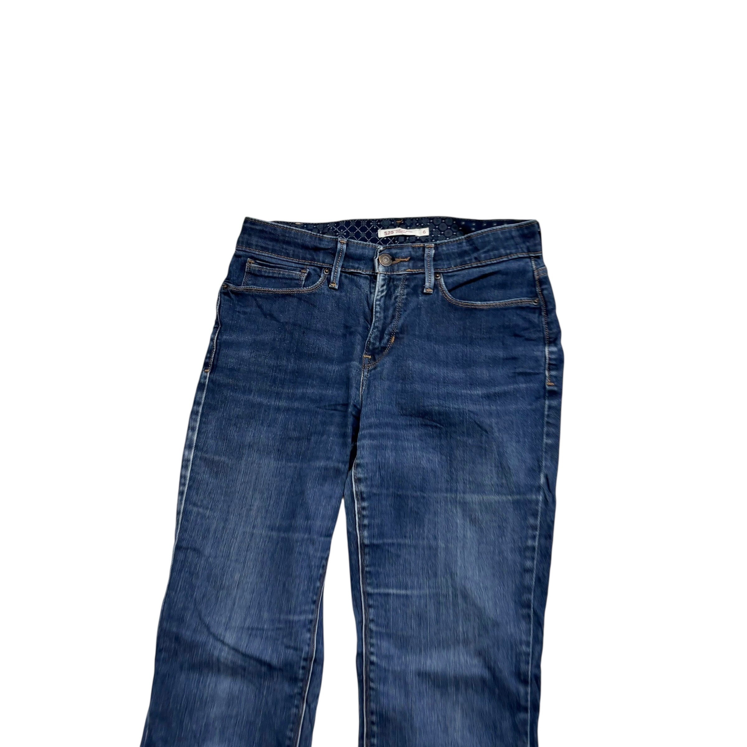 Levis 525 Jeans W28 L32 Womens Regular Straight Dark Blue Stretch Denim