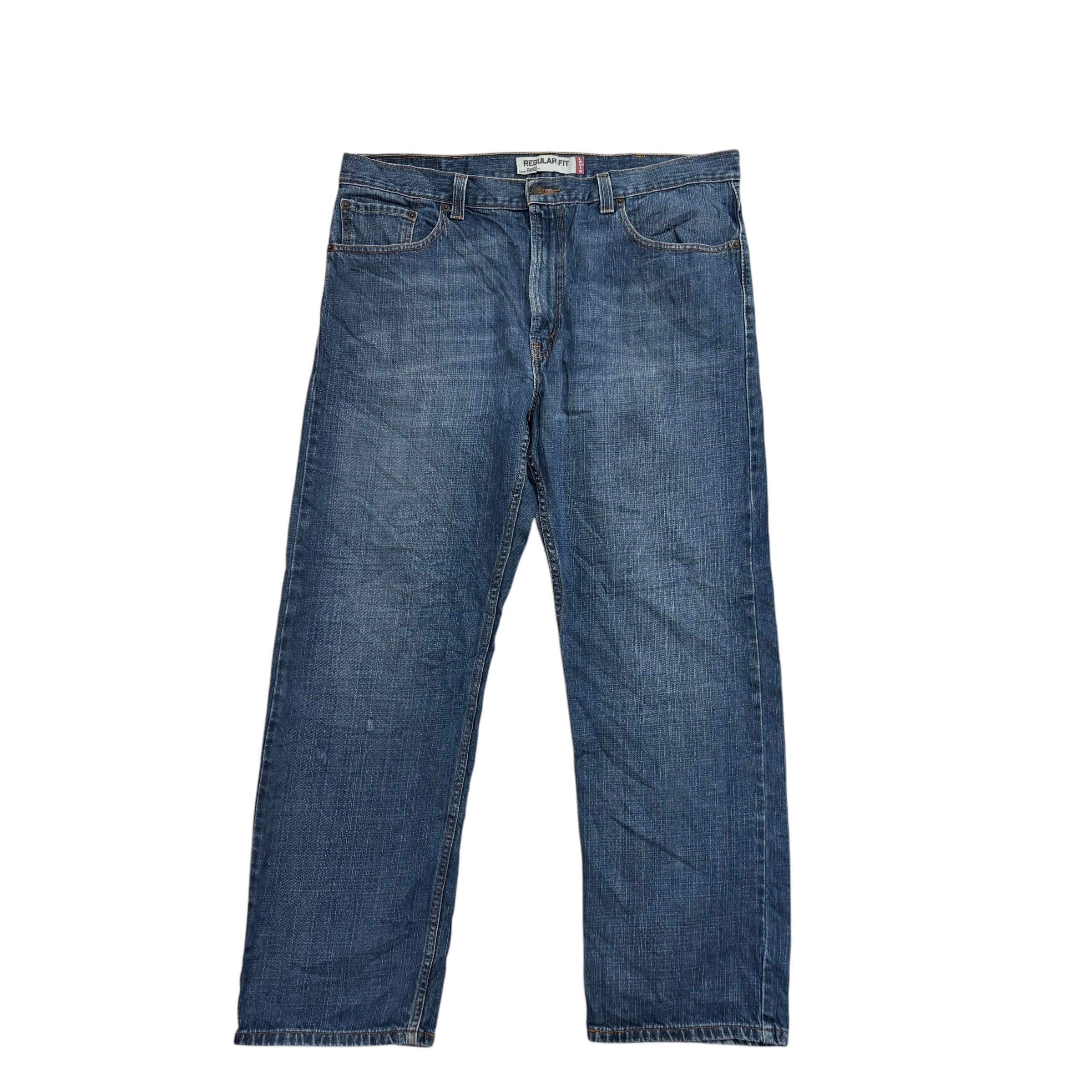 Levis 505 Jeans W38 L30 Mens Dark Blue Regular Straight Fit Vintage Denim (E)