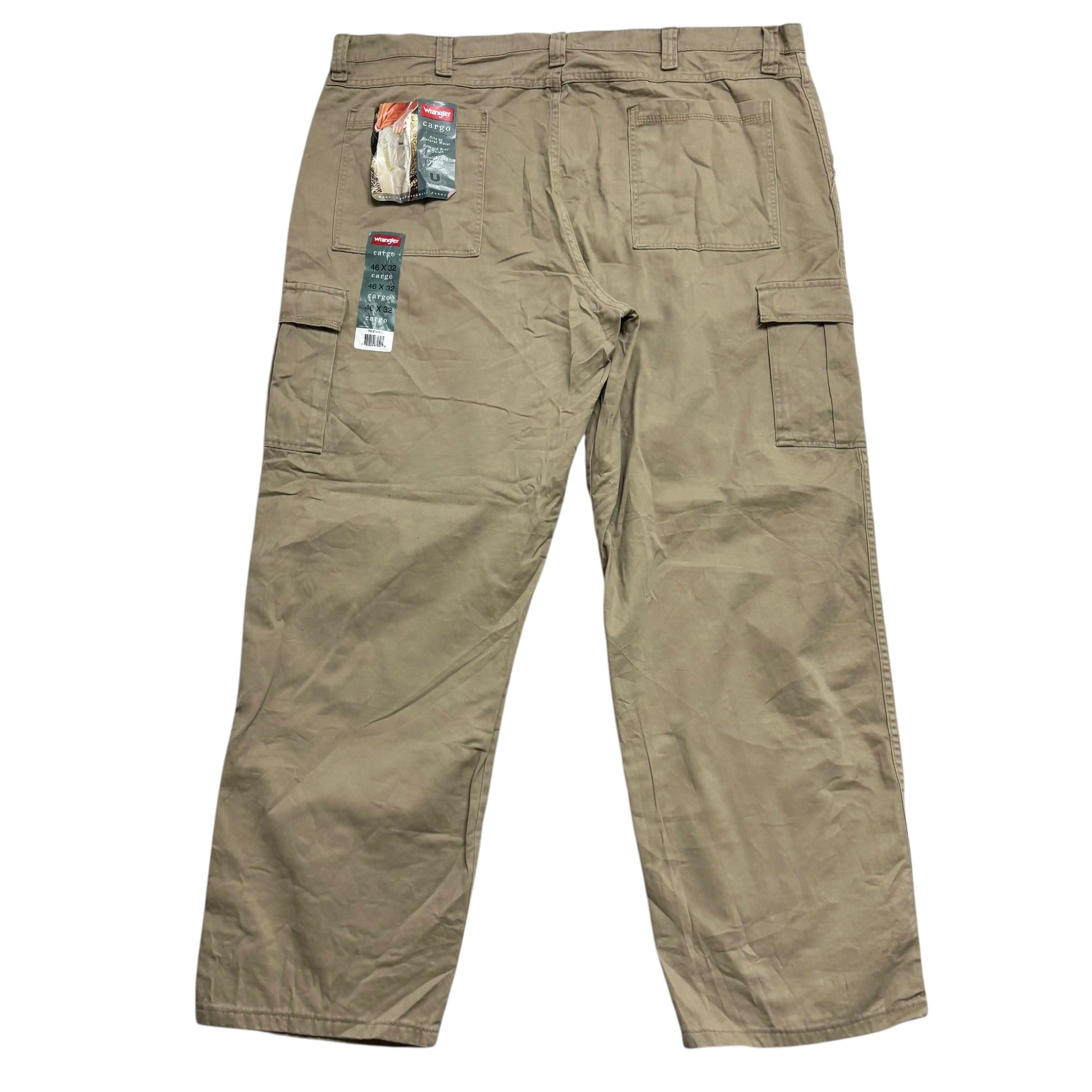 Wrangler Cargo Pants W46 L30 Mens Beige Baggy Relaxed Straight Fit (E)