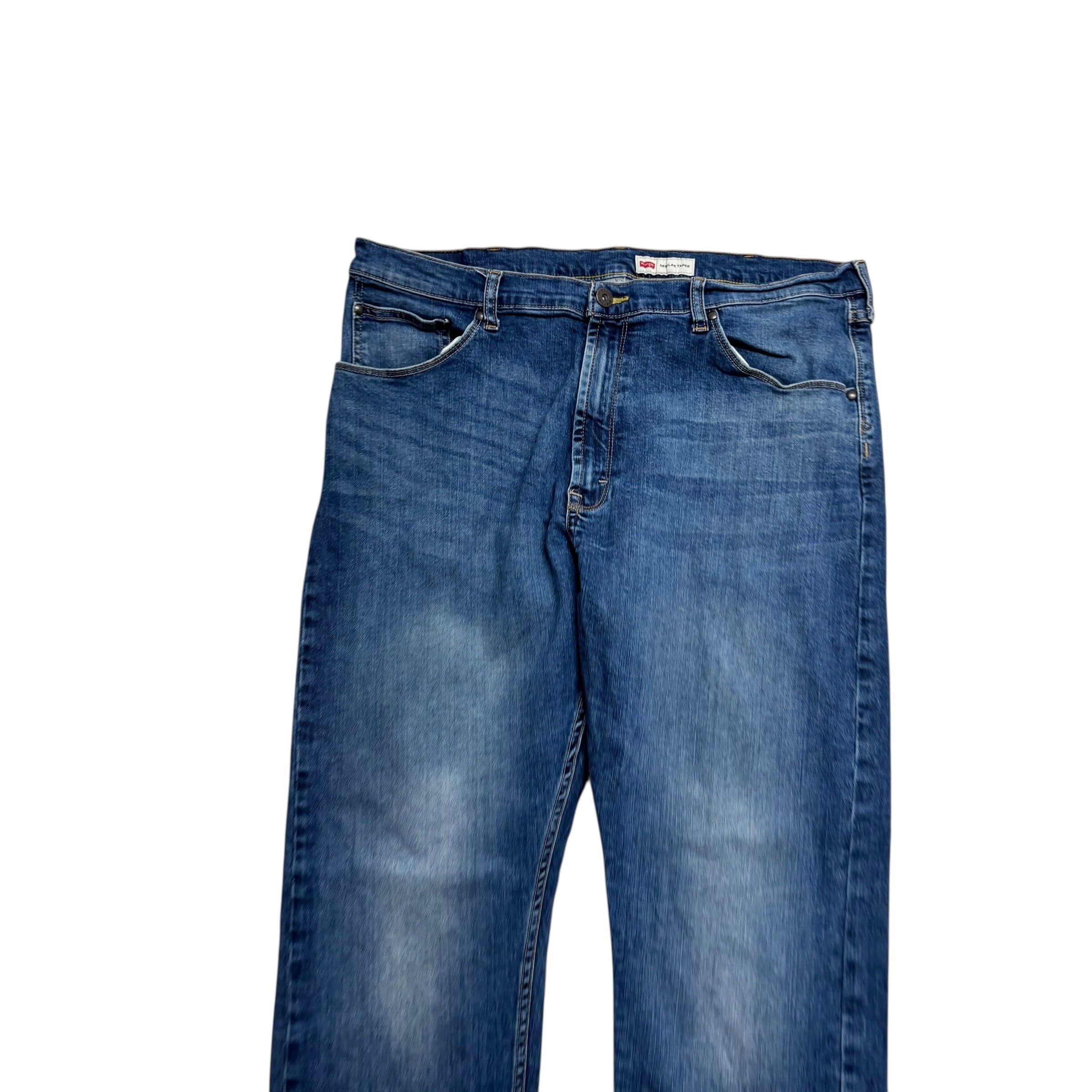 Wrangler Jeans W38 L30 Mens Mid Blue Regular Tapered Fit Stretch Denim (E)