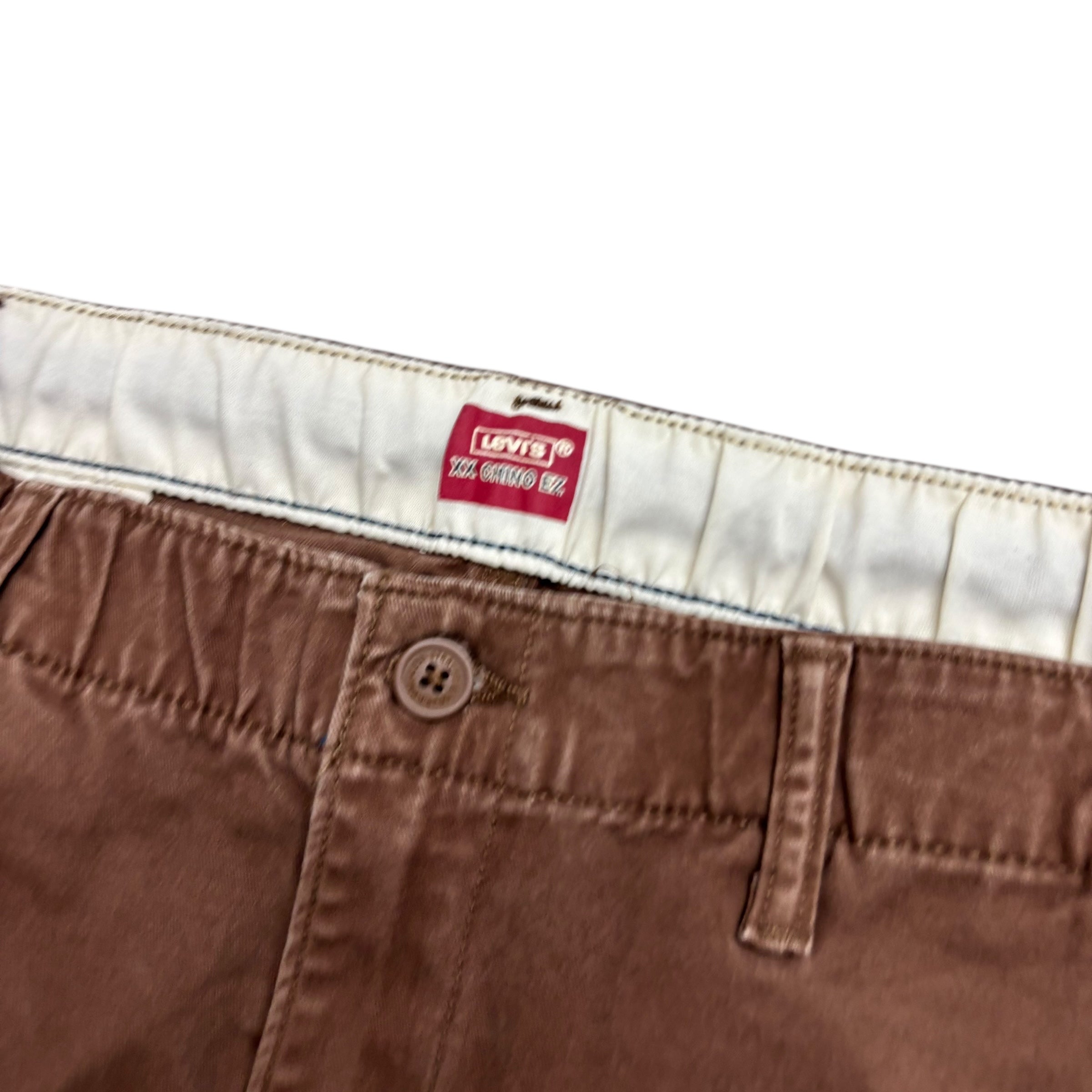 Levis XX Chino EZ Trousers XXL Mens Brown Regular Tapered Fit Stretch