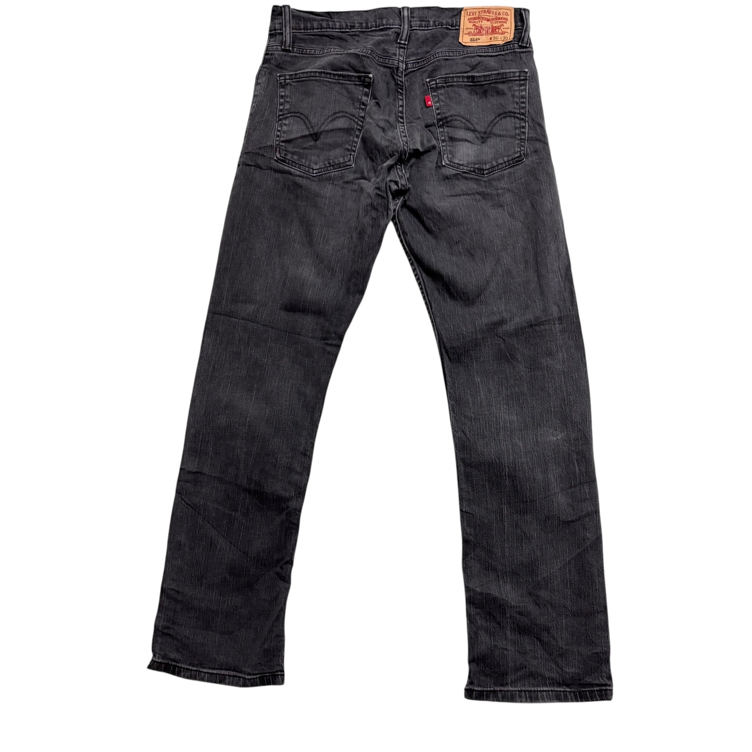 Levis 514 Jeans W30 L30 Mens Black Slim Straight Fit Stretch Vintage Denim