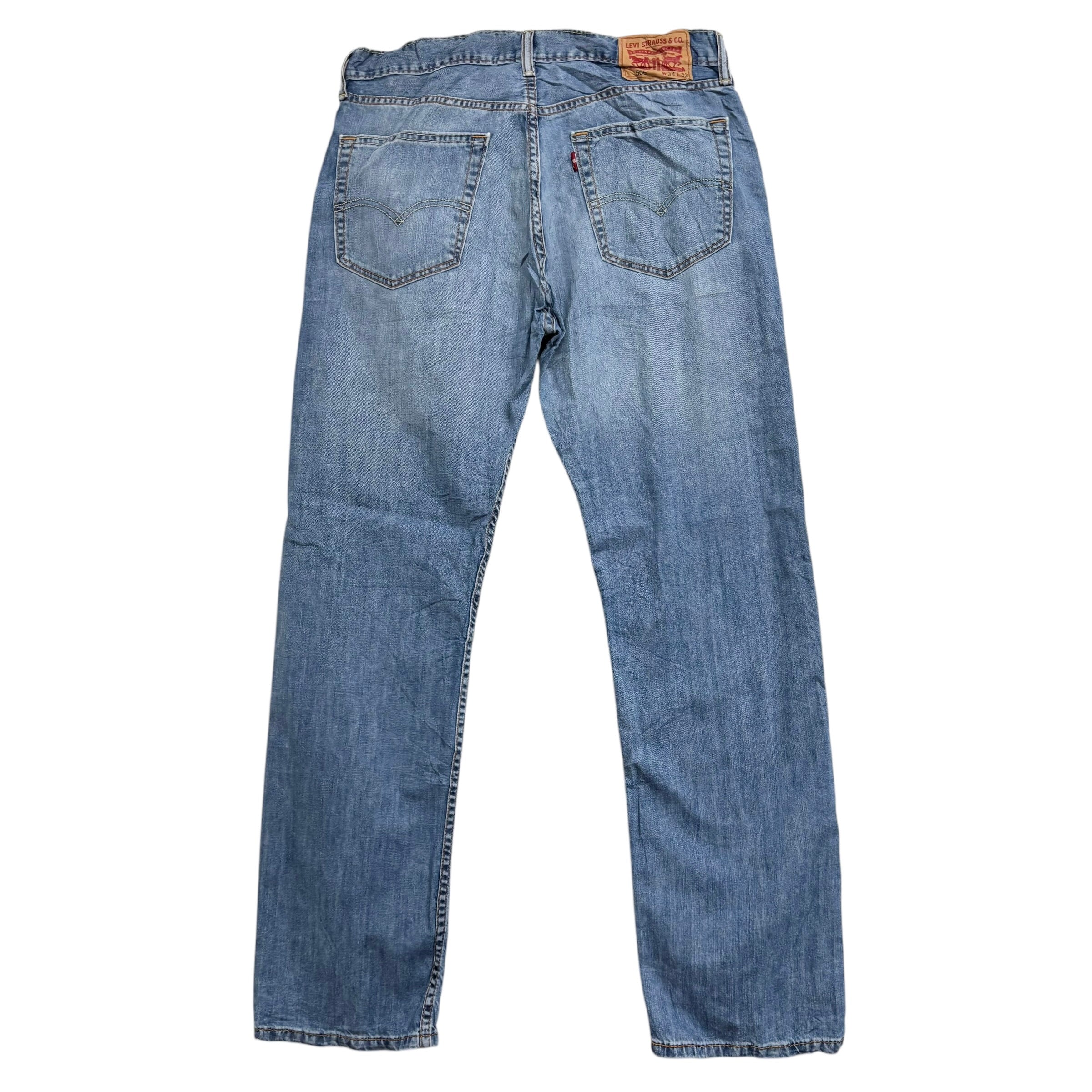 Levis 505 Jeans W34 L32 Mens Mid Blue Regular Straight Fit Denim