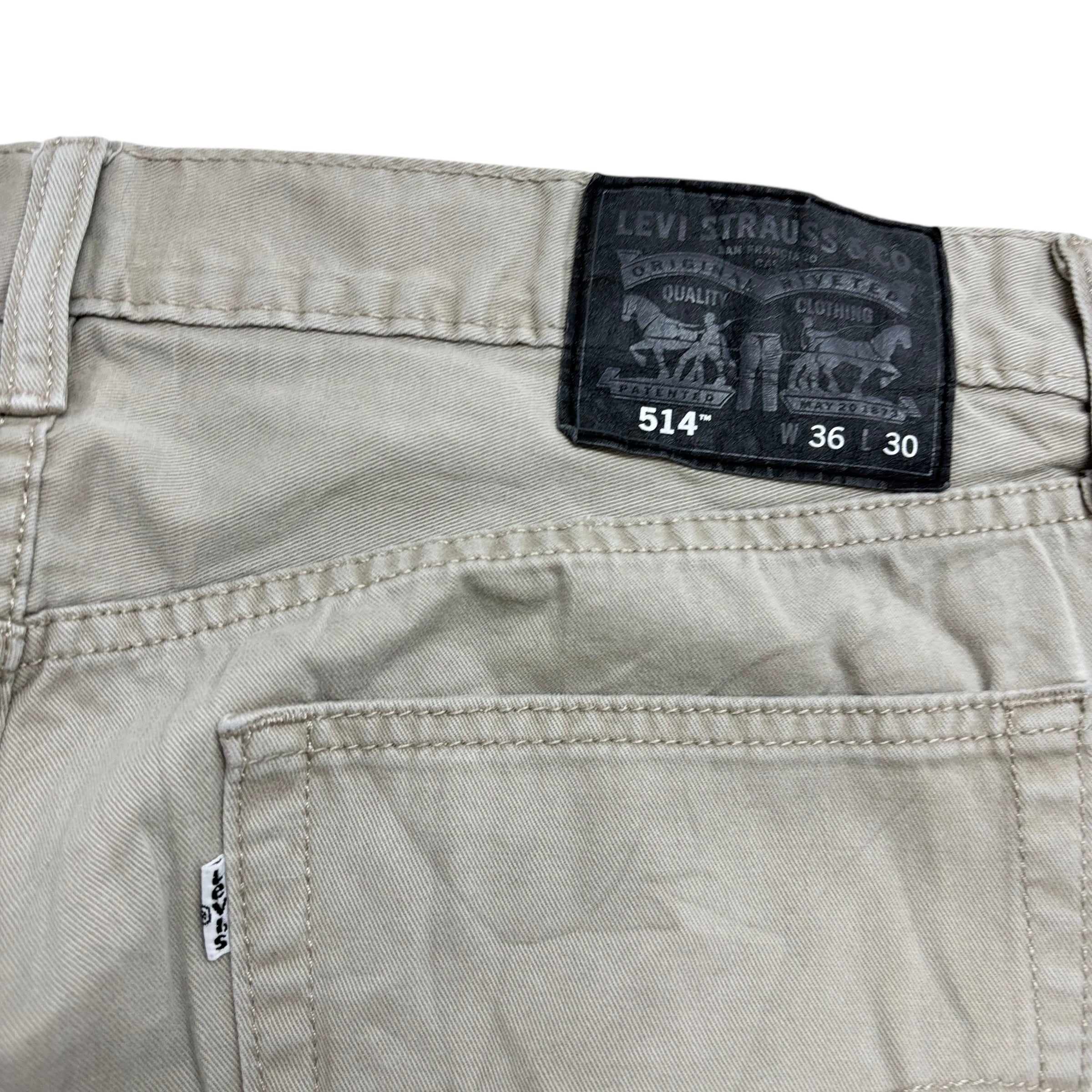 Levis 514 Trousers W36 L30 Mens Cream Regular Straight Fit Pants (E)