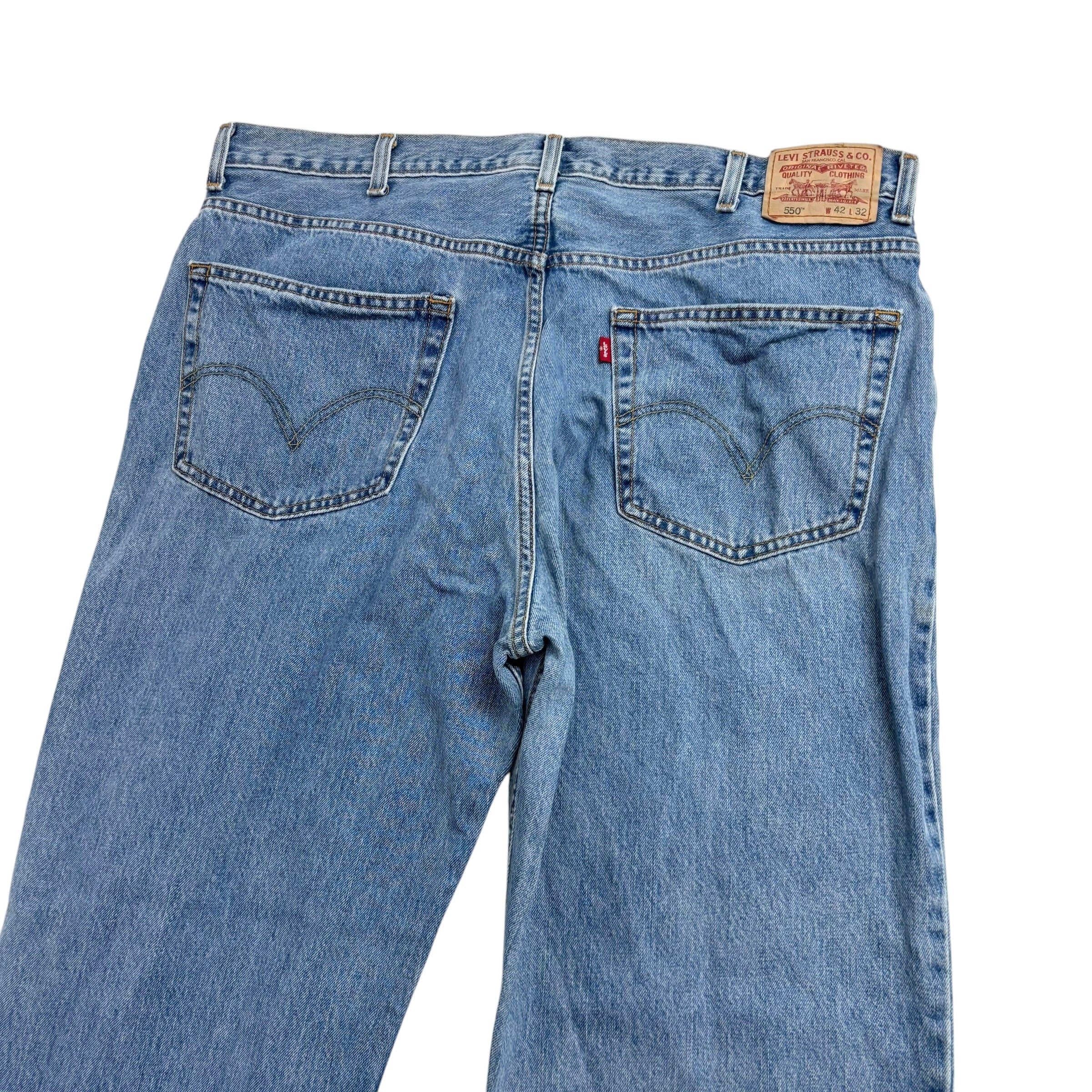 Levis 550 Jeans W42 L32 Mens Light Blue Baggy Relaxed Straight Fit Vintage Denim