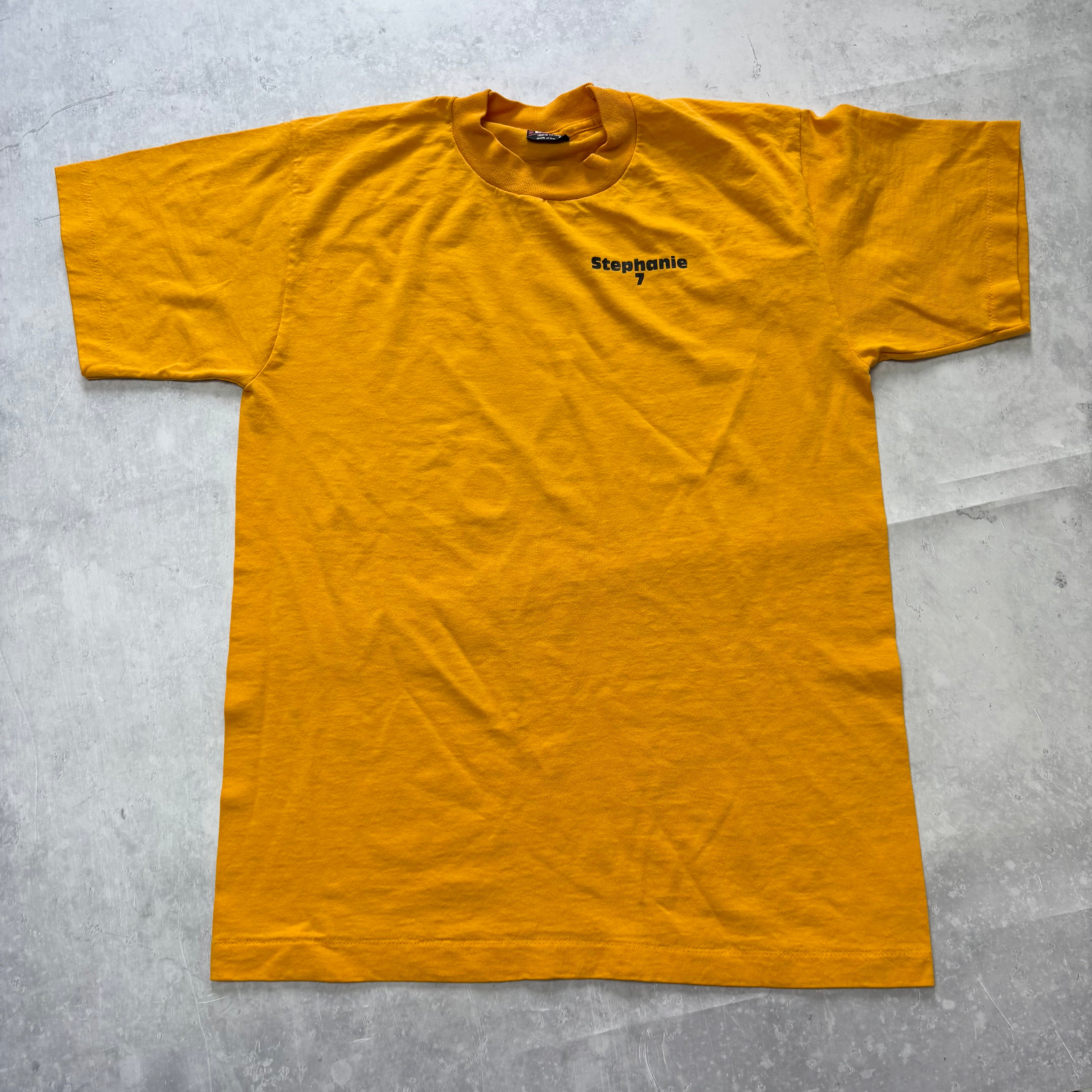 Vintage T Shirt Mens Small Yellow Single Stitch Graphic Print 90s USA (E)
