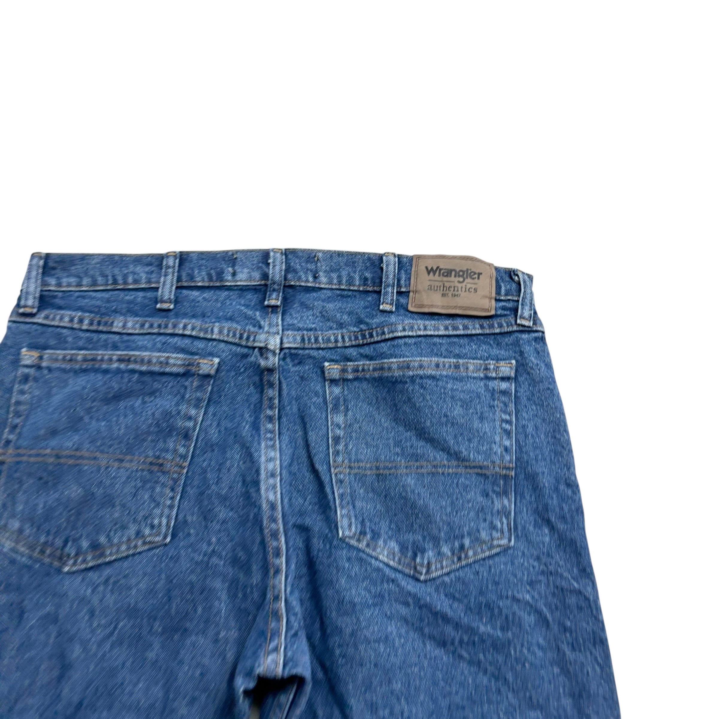 Wrangler Jeans W34 L29 Mens Mid Blue Regular Straight Fit Stretch Denim (E)