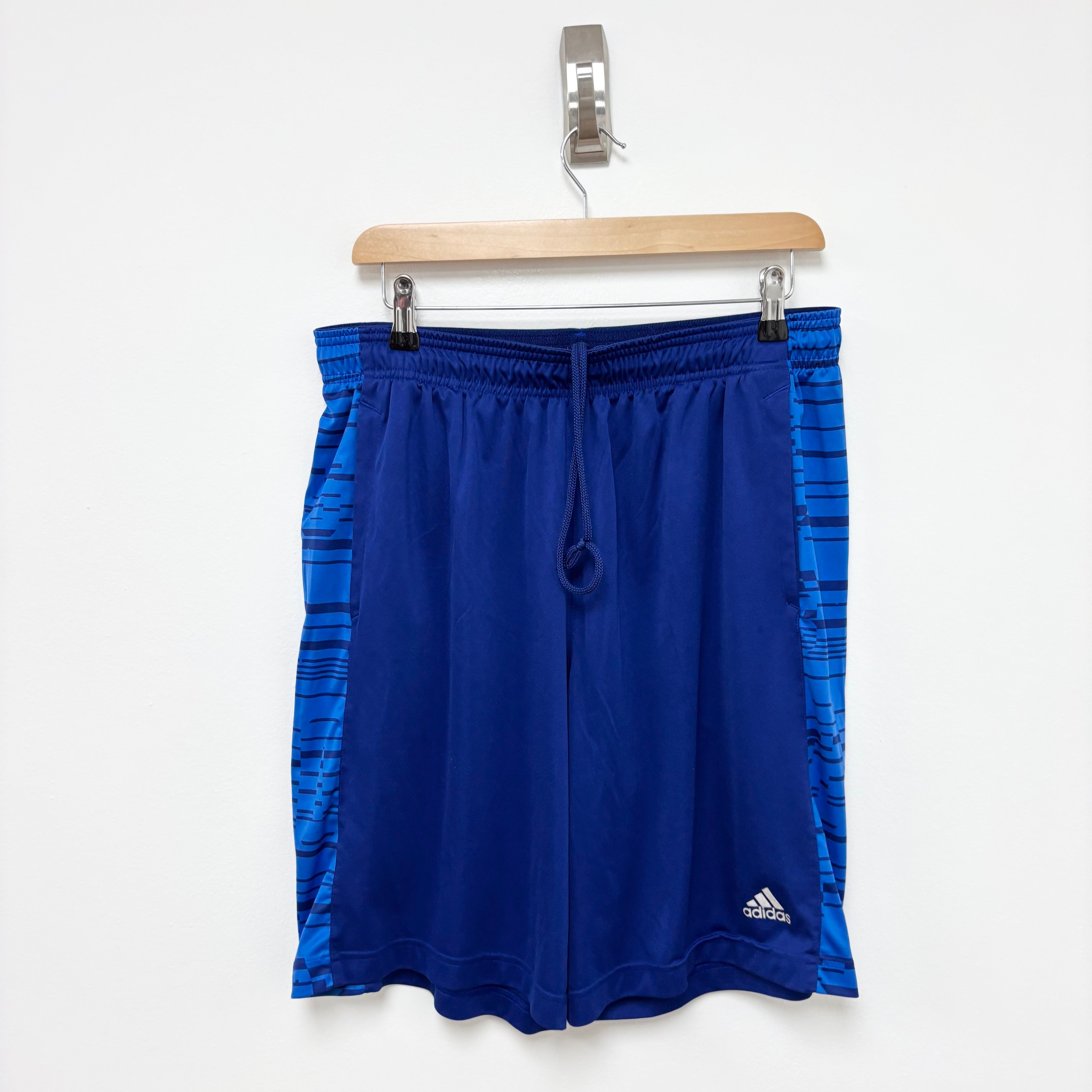 Adidas Shorts Mens Large Blue Sports Running Gym Athletic Pockets (E)