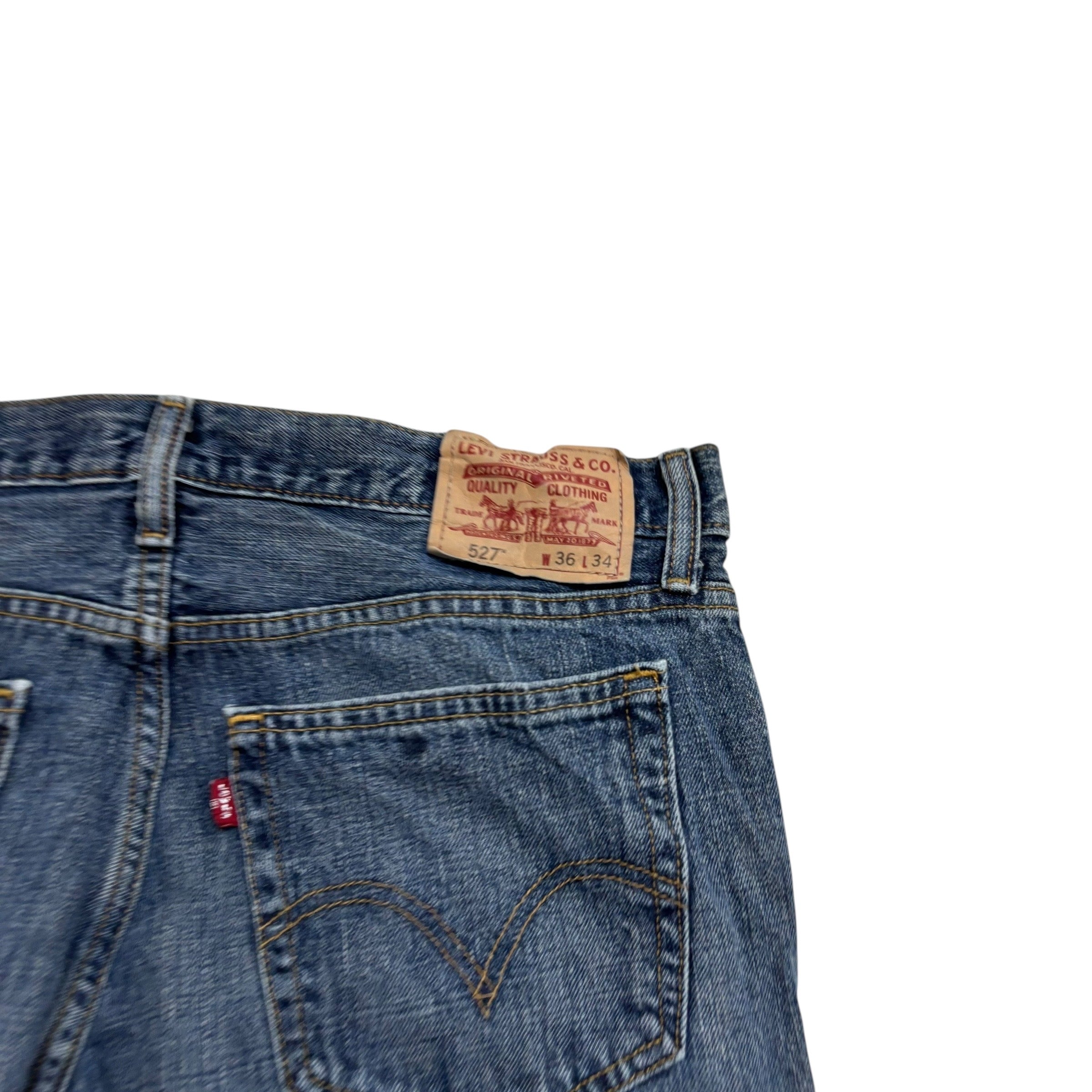 Levis 527 Jeans W36 L34 Mens Mid Blue Regular Bootcut Fit Vintage Denim (E)