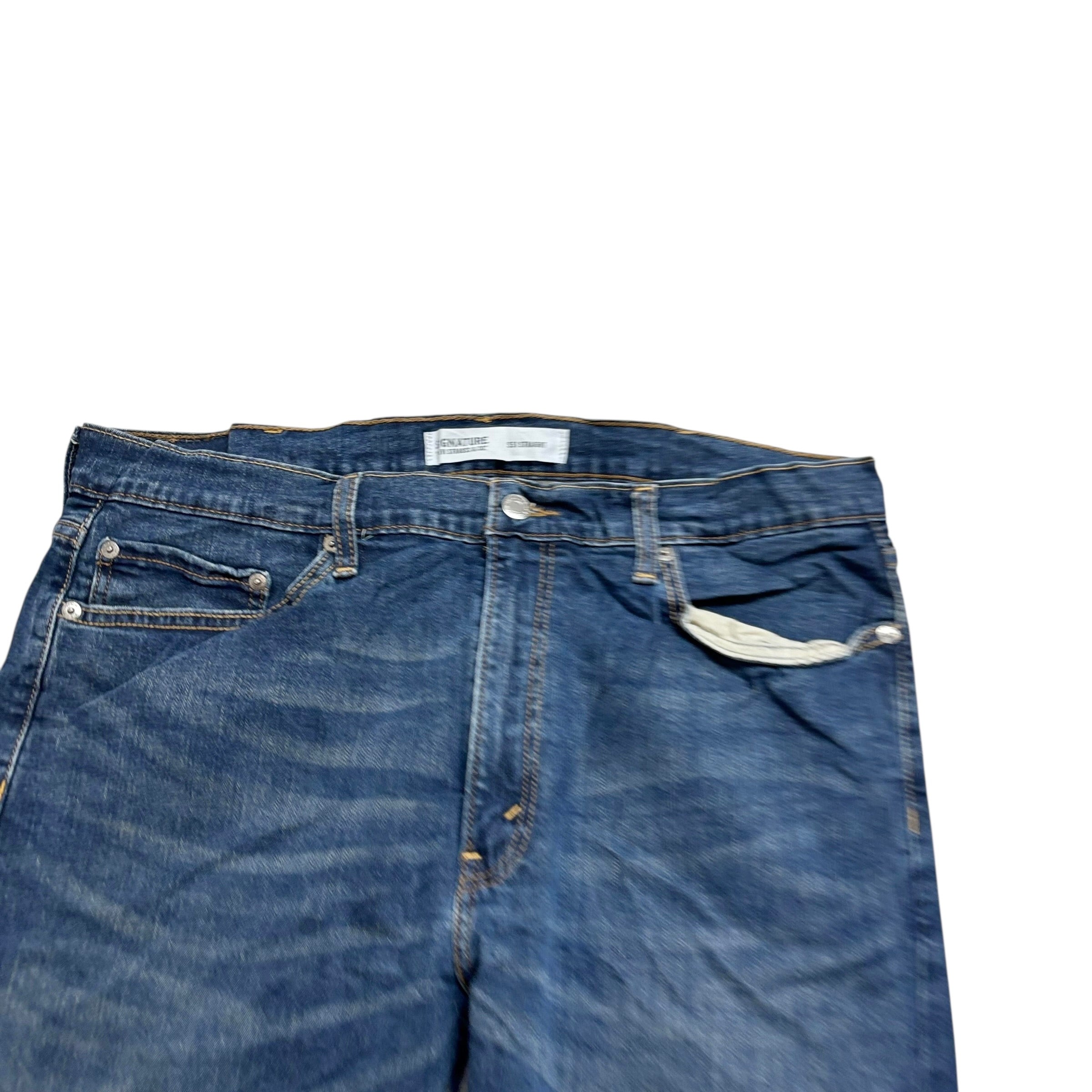 Levis Signature Jeans W38 L27 Mens Dark Blue Regular Straight Fit Stretch (E)