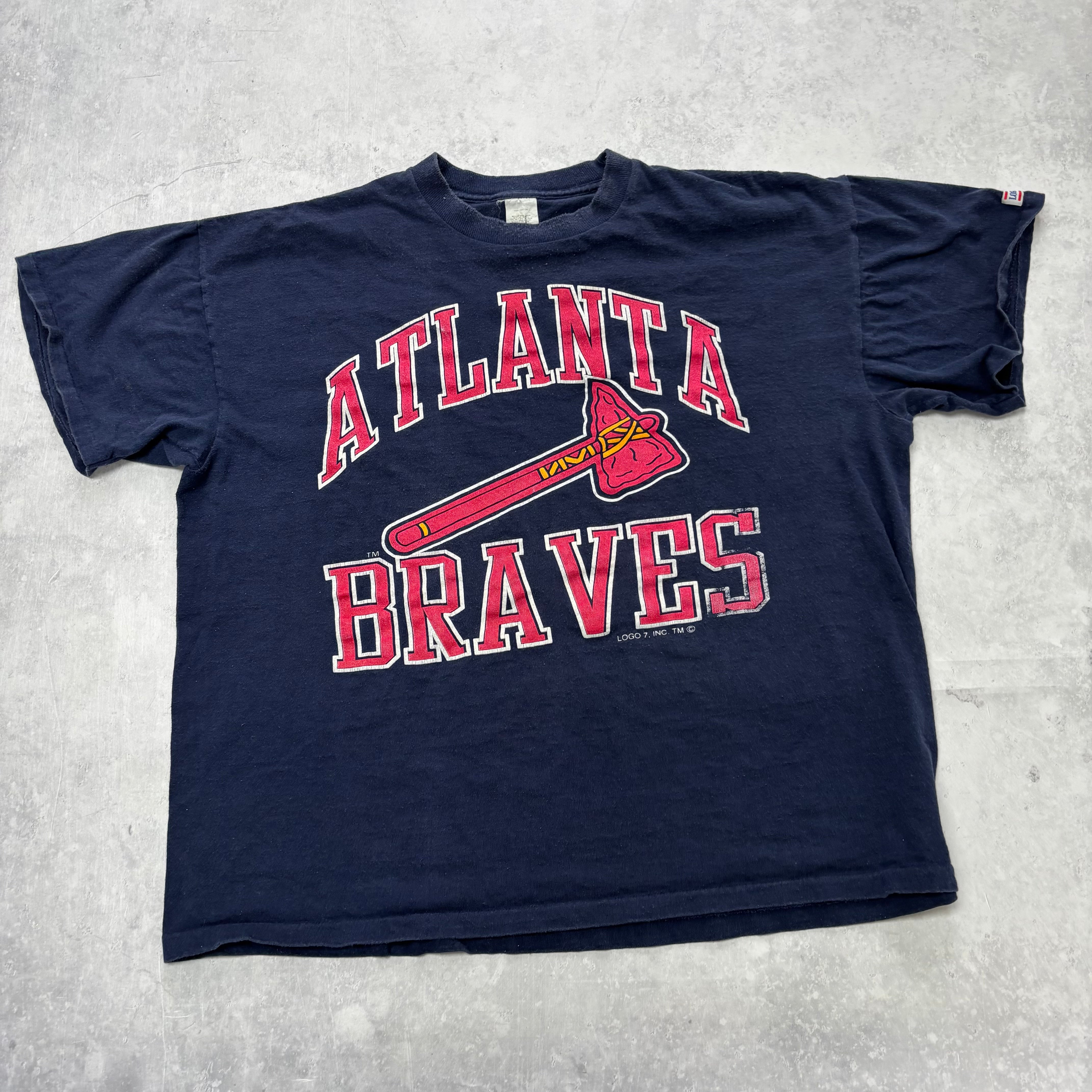Vintage T Shirt Womens XL Navy Blue Single Stitch Graphic Print 90s Baseball USA