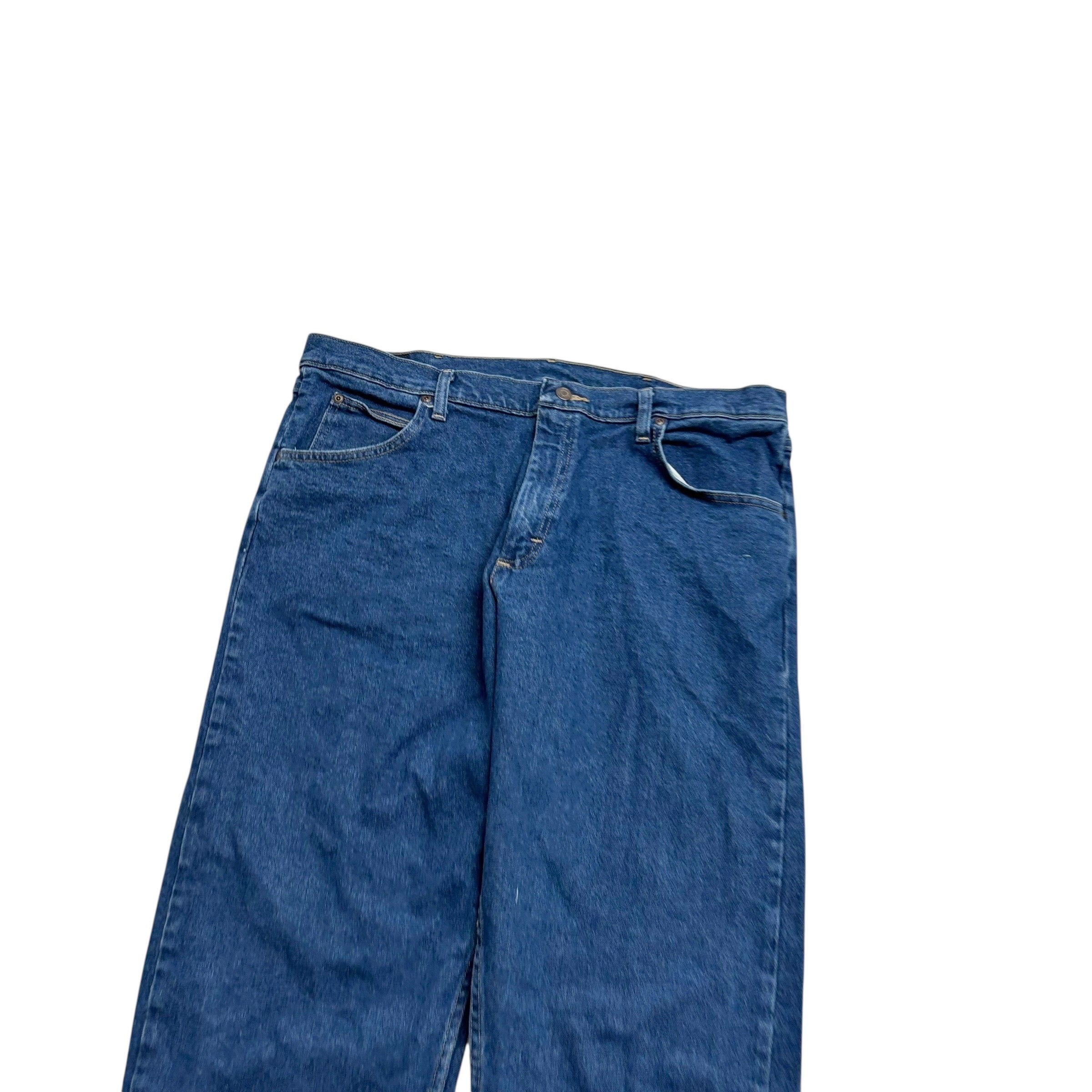 Wrangler Jeans W38 L30 Mens Mid Blue Relaxed Straight Fit Stretch Denim (E)