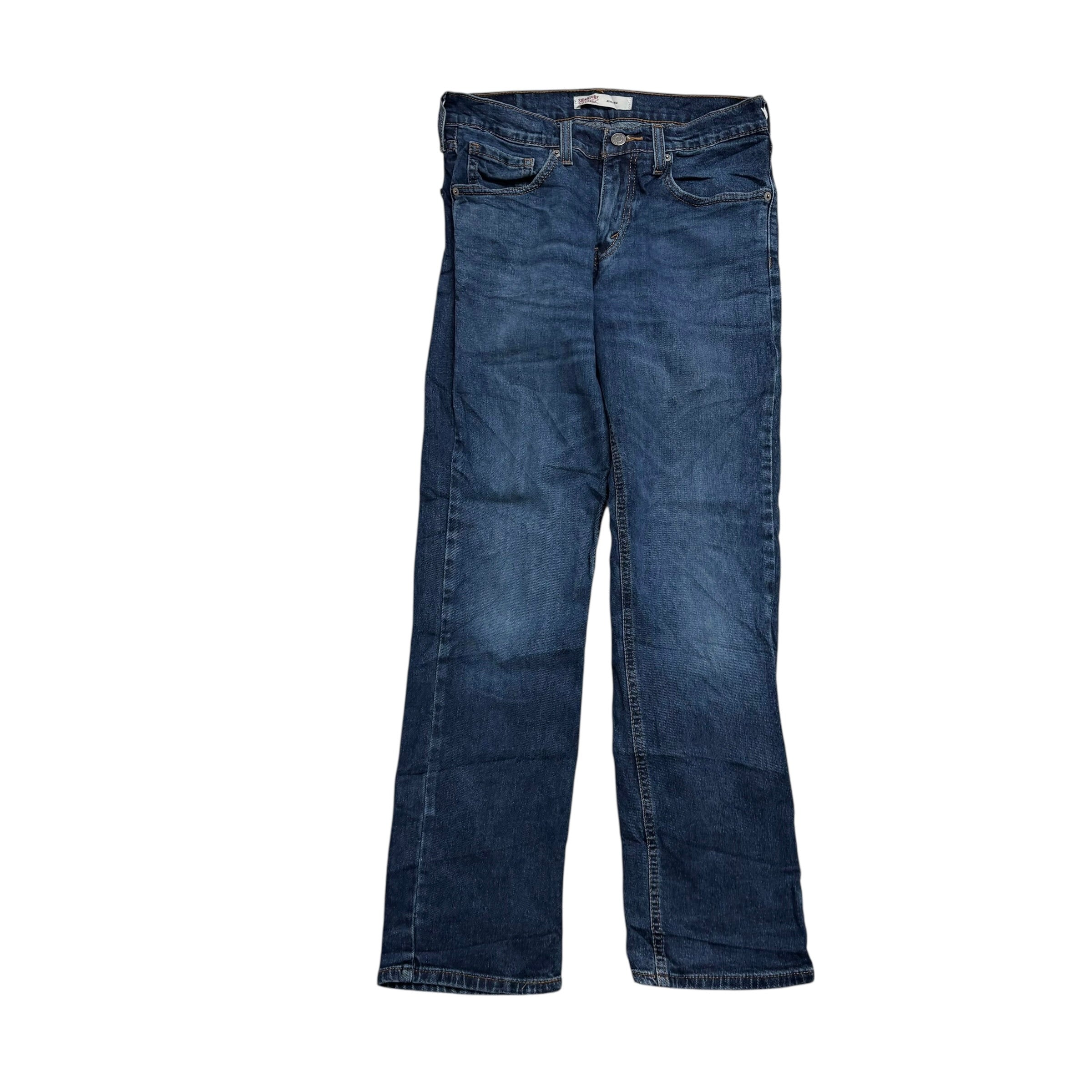 Levis Signature Jeans W28 L30 Mens Dark Blue Athletic Tapered Stretch Denim (E)