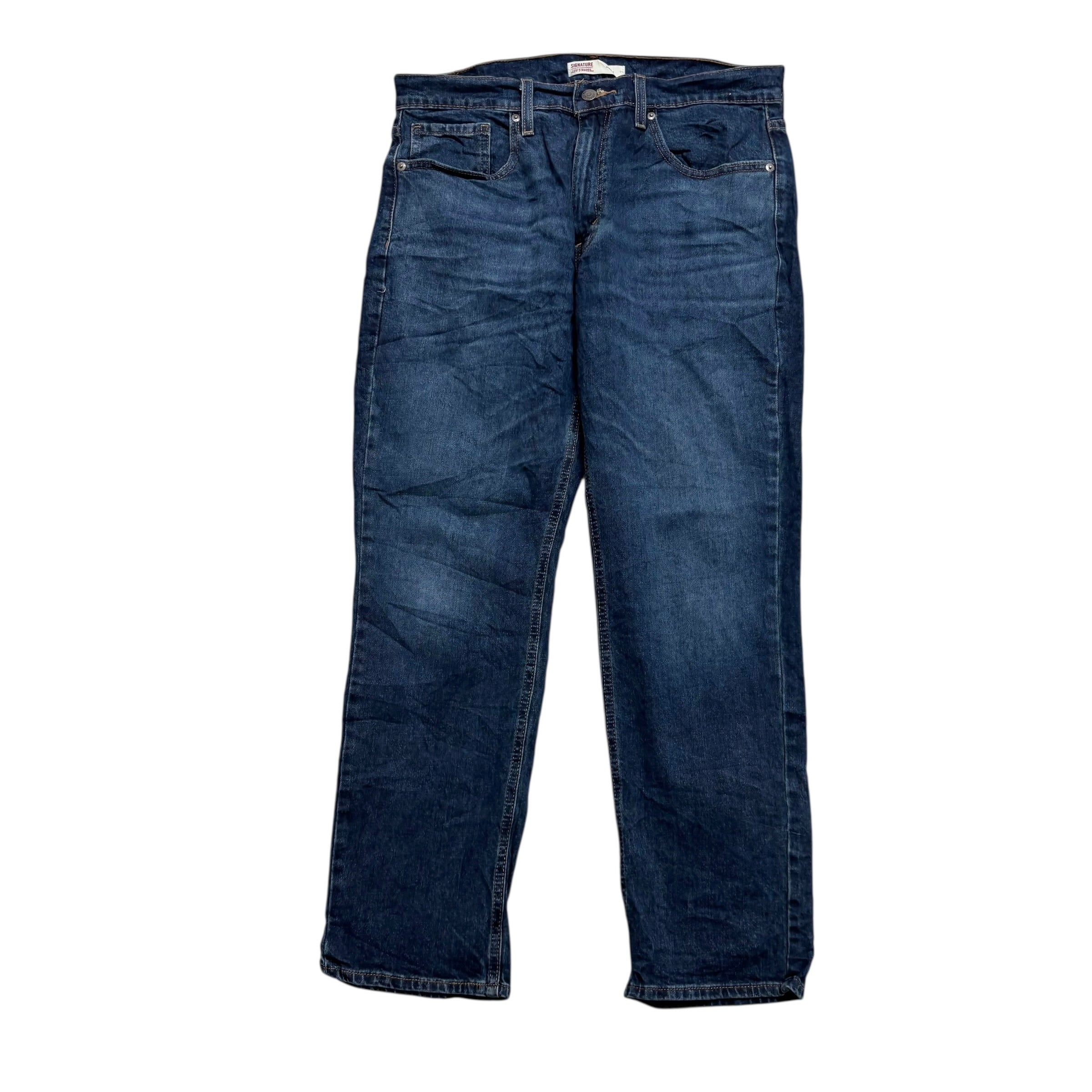 Levis Signature Jeans W33 L30 Mens Dark Blue Athletic Tapered Stretch Denim (E)