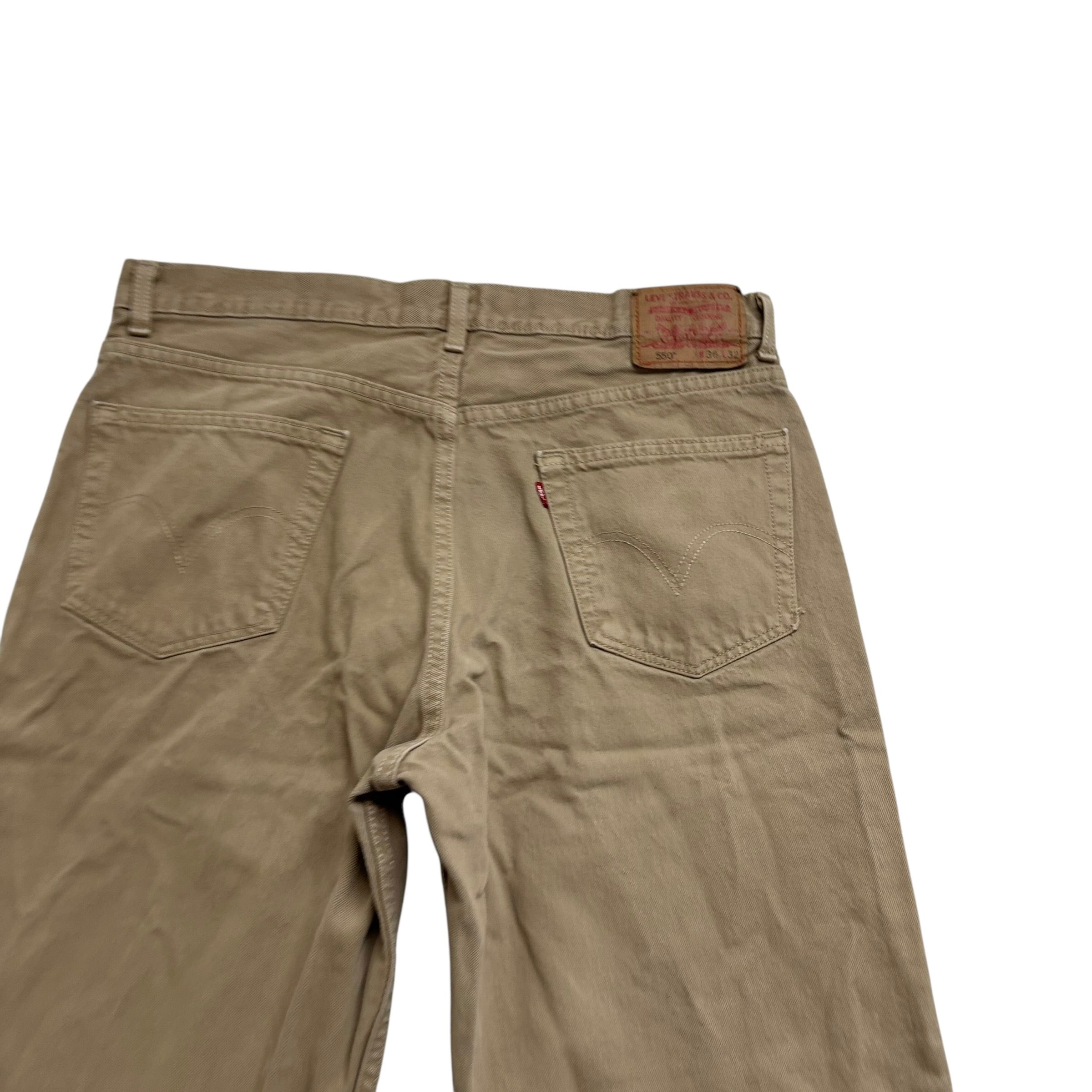 Levis 550 Jeans W35 L32 Mens Tan Relaxed Straight Made In USA Vintage Denim (F)