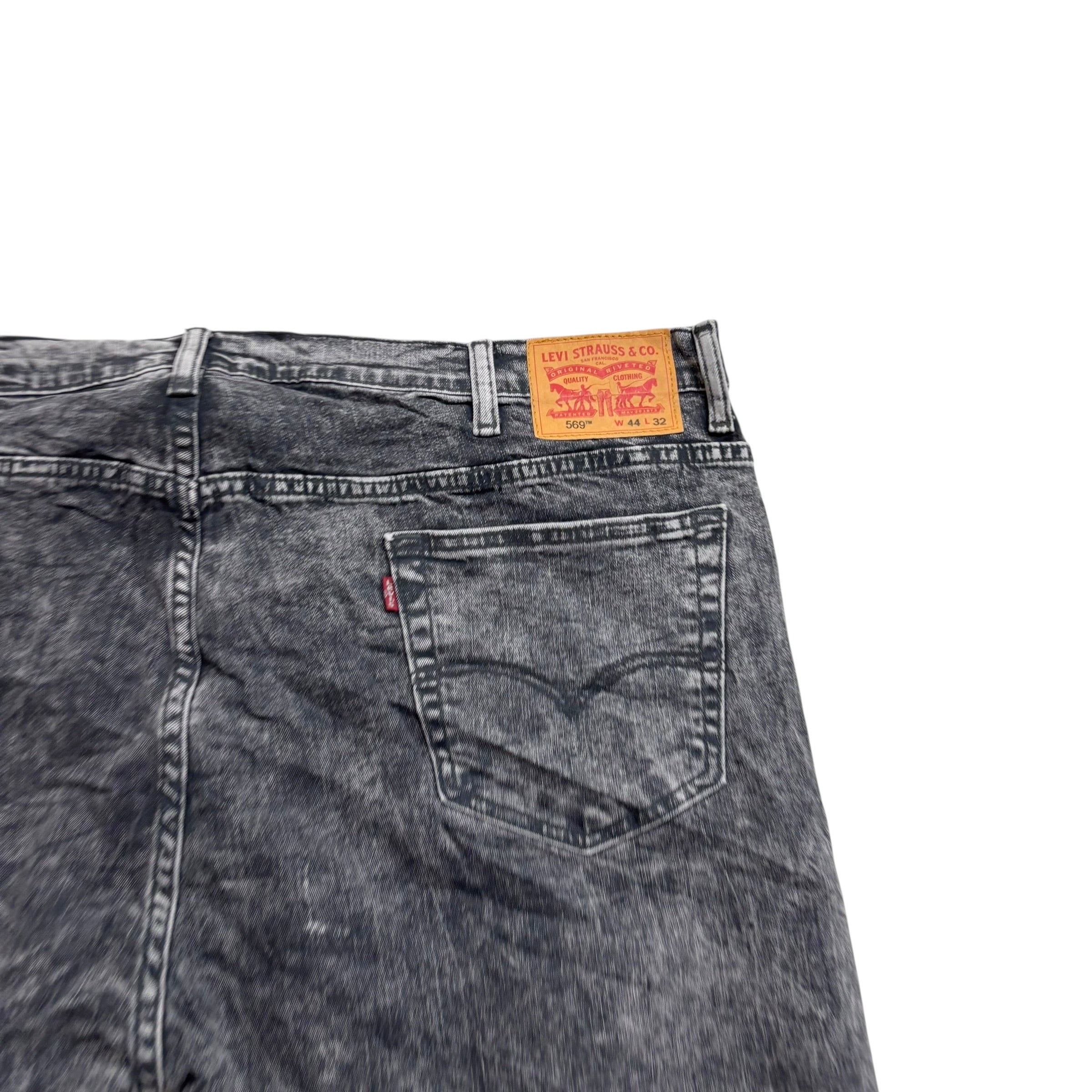 Levis 569 Jeans W44 L25 Mens Grey Baggy Relaxed Straight Fit Stretch Denim