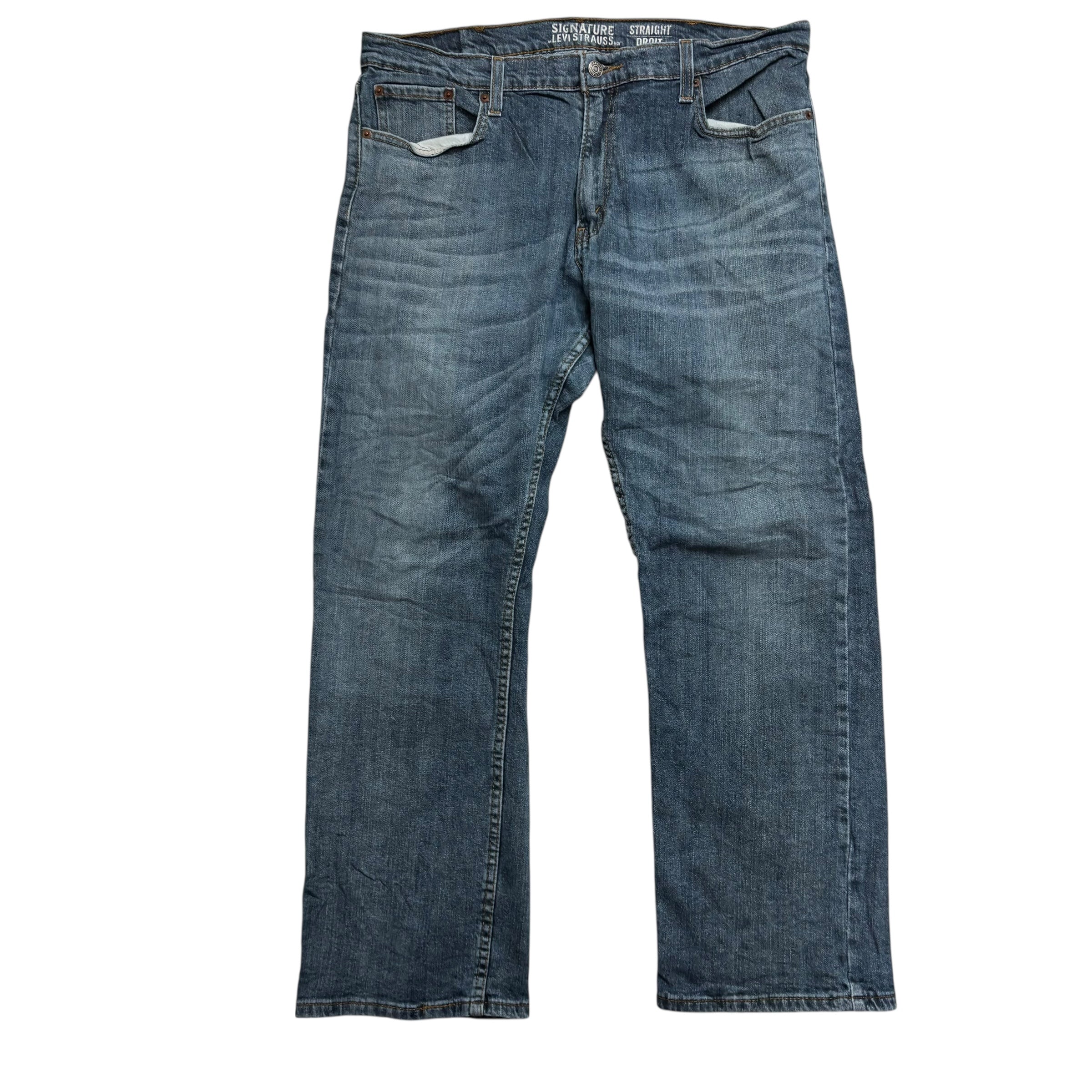 Levis Signature Jeans W38 L30 Mens Dark Blue Regular Straight Fit Stretch Denim