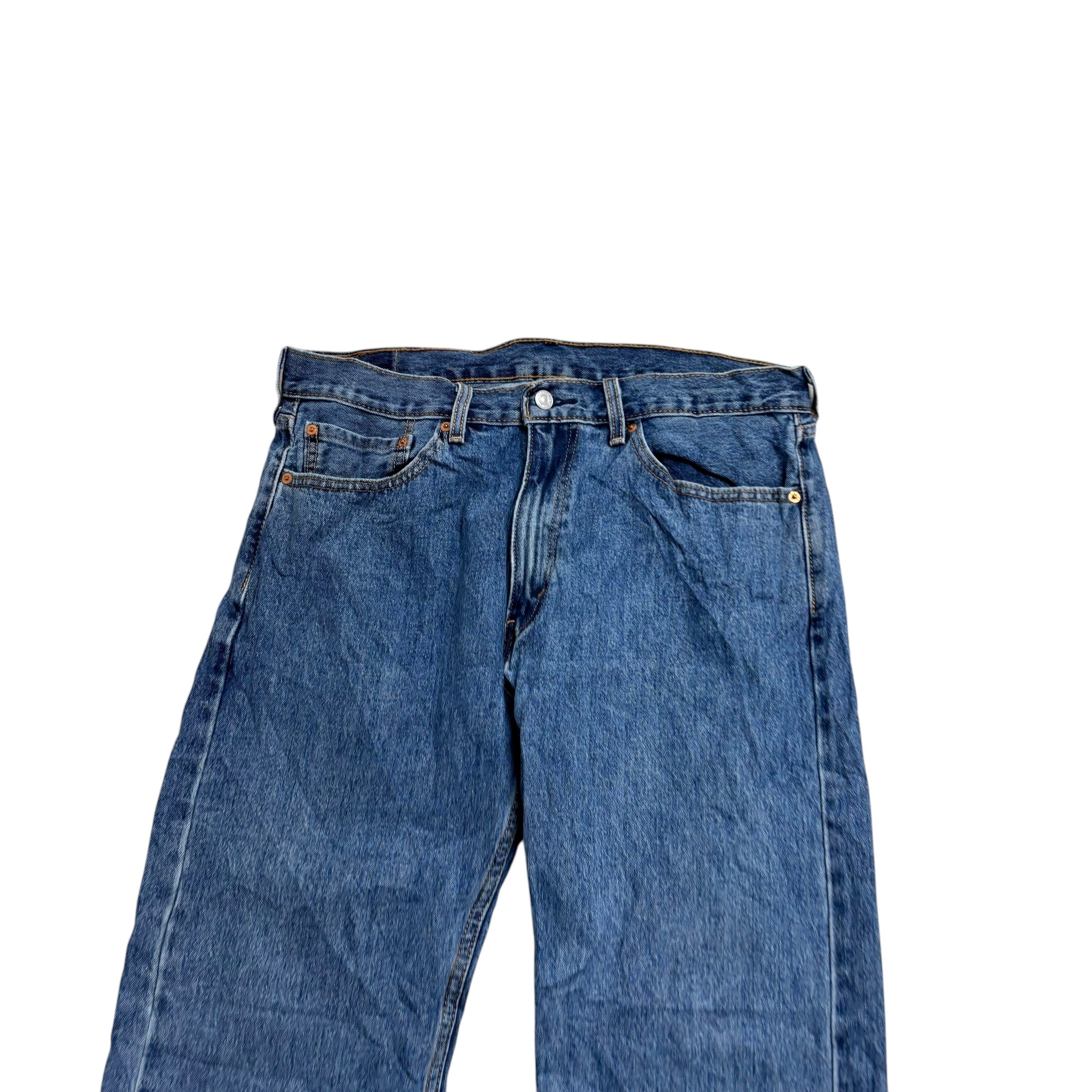 Levis 505 Jeans W36 L30 Mens Mid Blue Regular Straight Fit Denim (E)