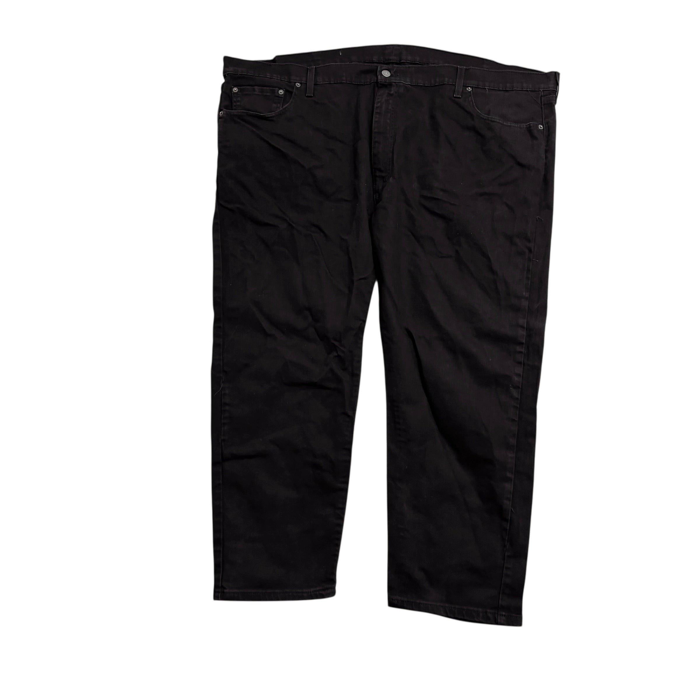 Levis 502 Jeans W52 L27 Mens Black Regular Tapered Fit Stretch Denim (E)
