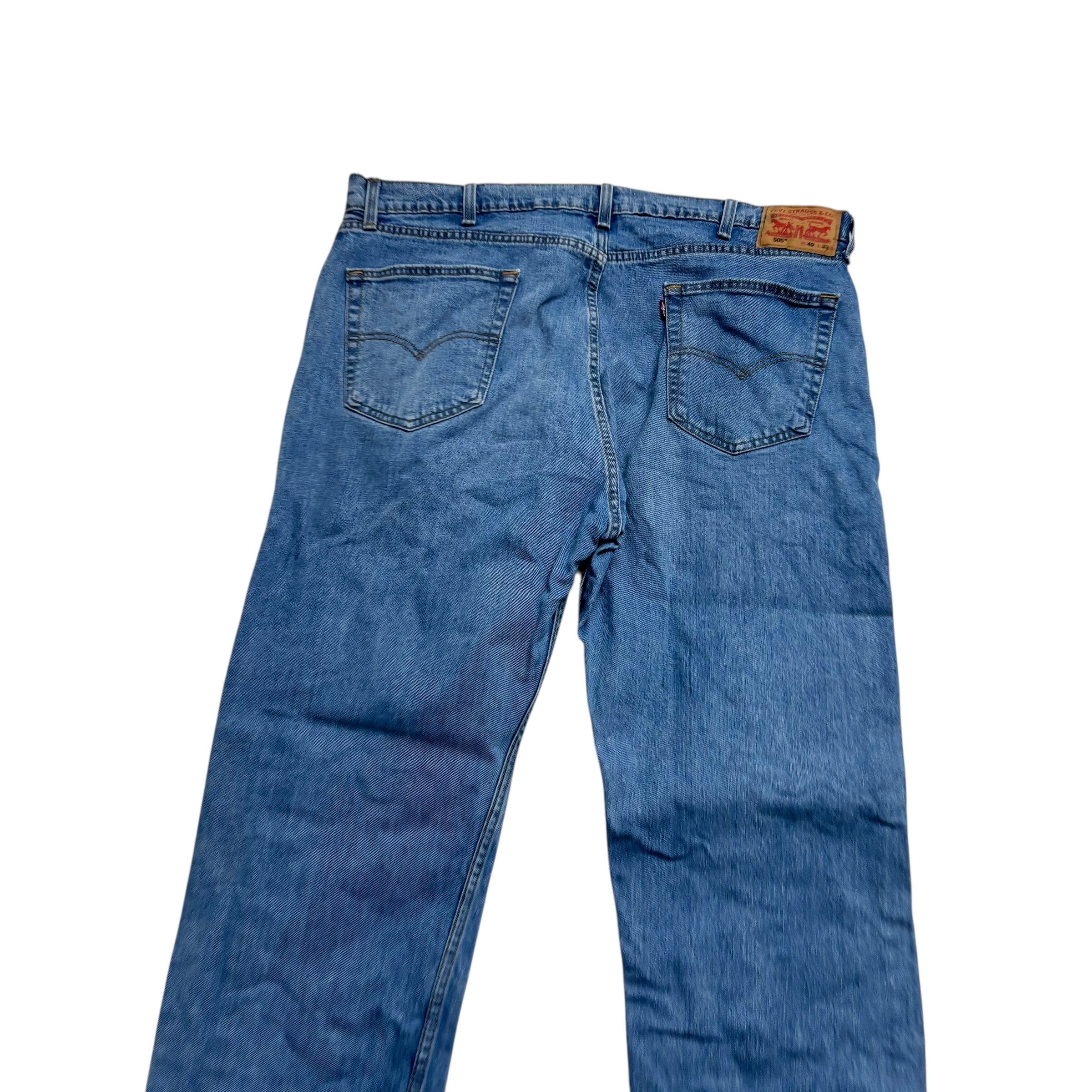 Levis 505 Jeans W40 L32 Mens Light Blue Regular Straight Fit Stretch Denim