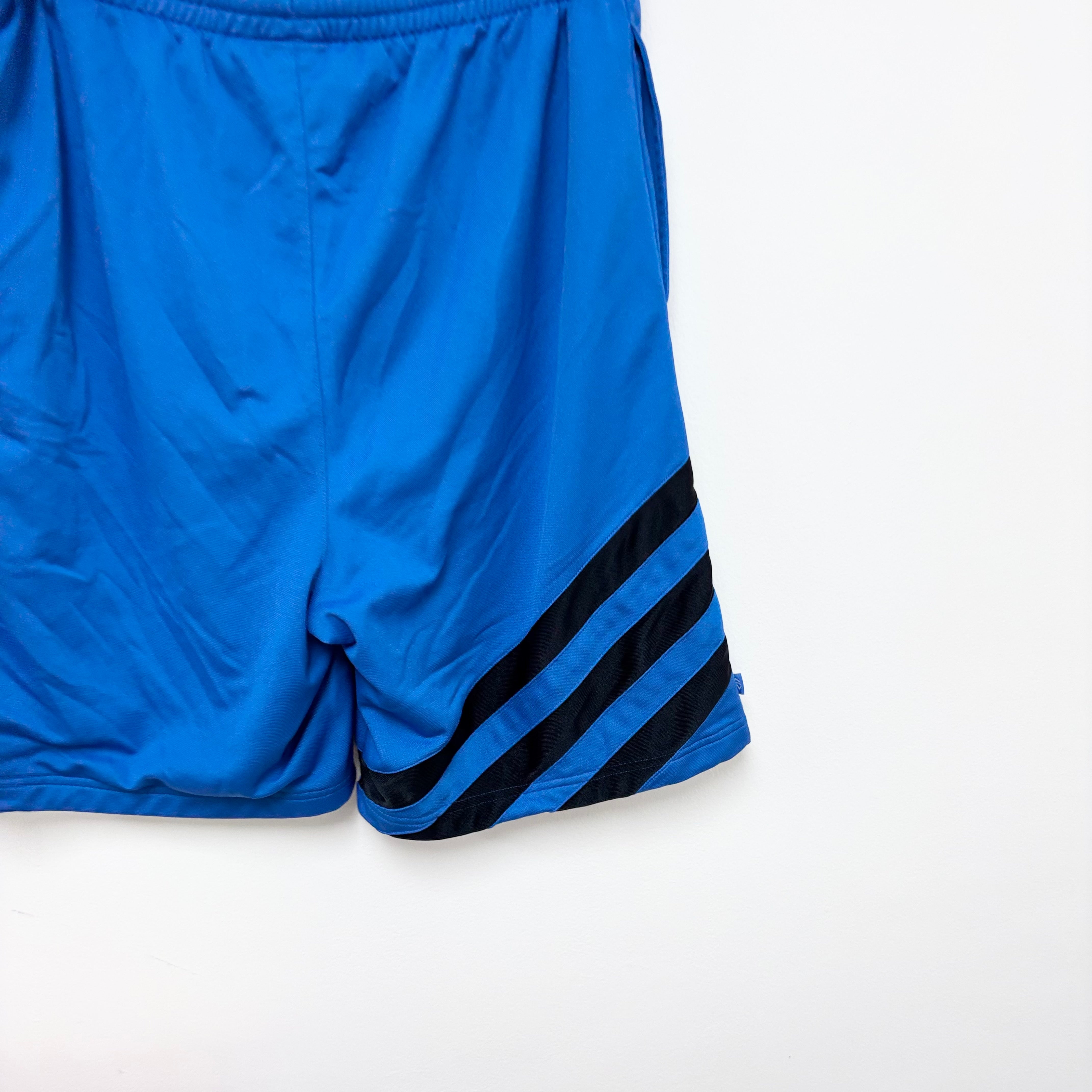 Adidas Shorts Mens Large Blue Sports Running Gym Athletic Pockets Vintage (E)