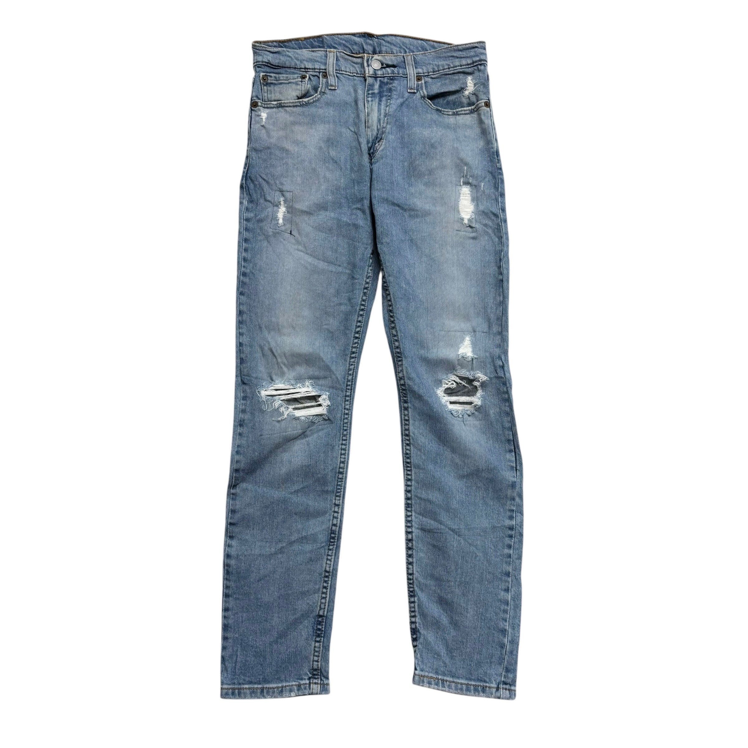 Levis 502 Jeans W29 L30 Mens Light Blue Regular Tapered Fit Stretch Distressed