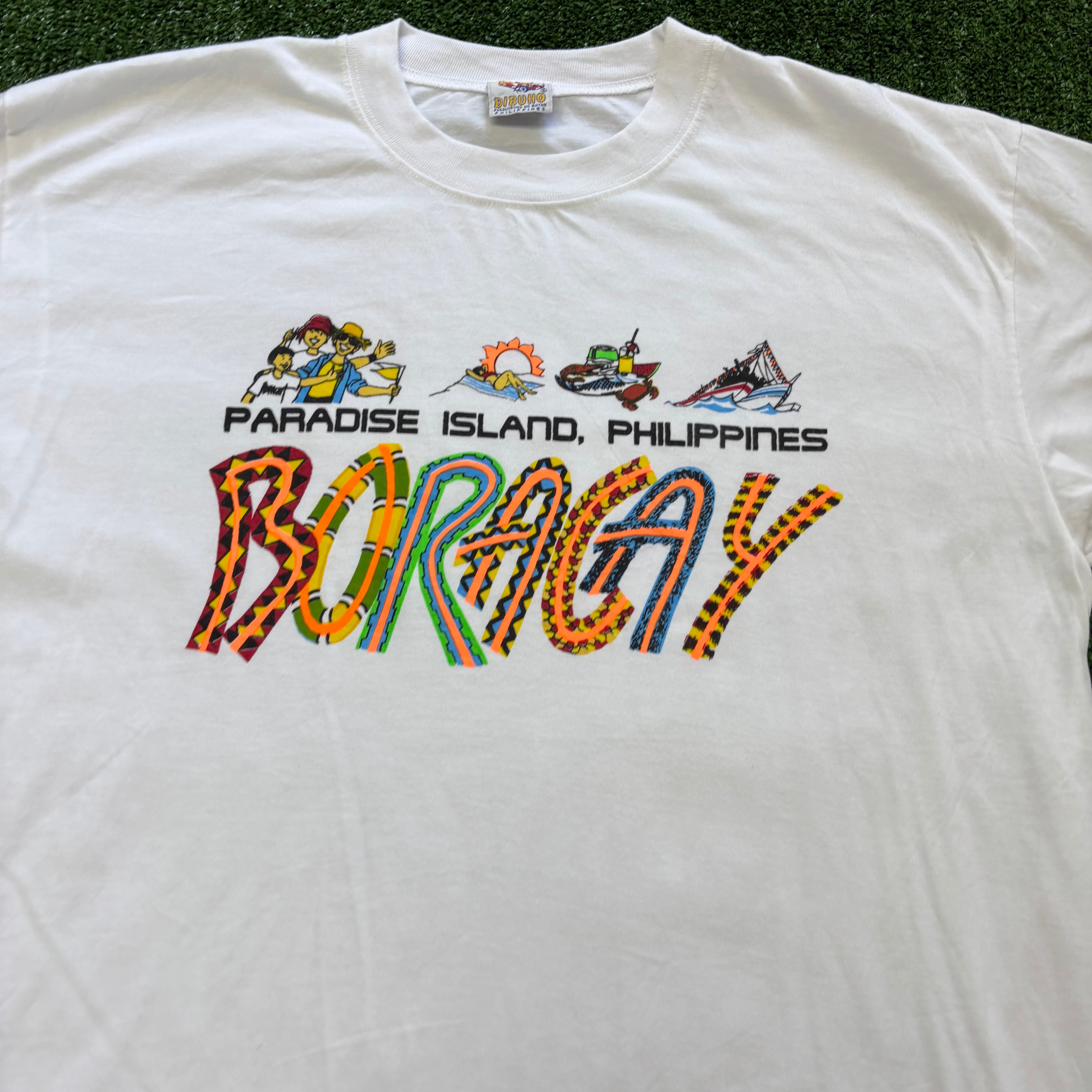 Vintage T Shirt Mens Large White Graphic Print 90s Tourist (E)