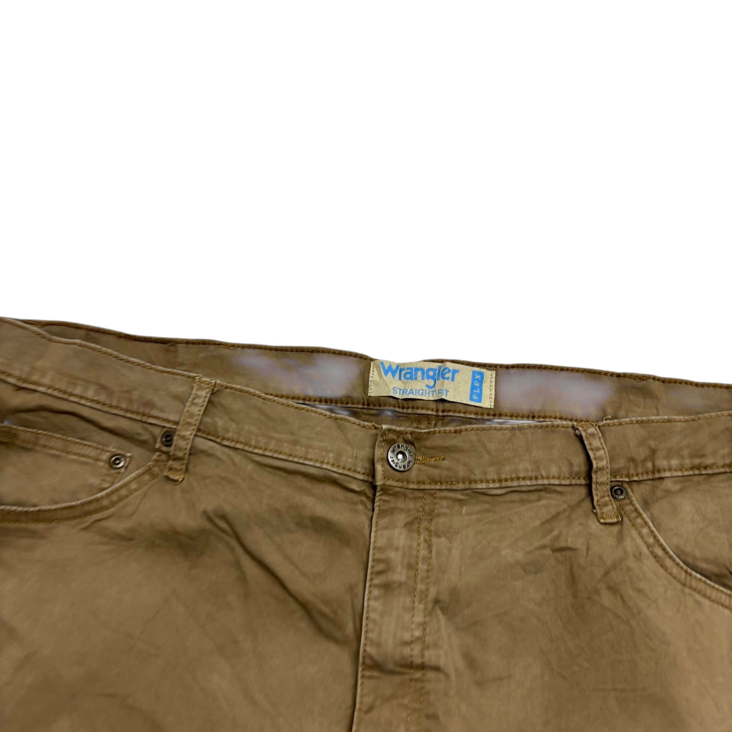 Wrangler Trousers W42 L30 Mens Brown Regular Straight Fit Stretch Pants (E)