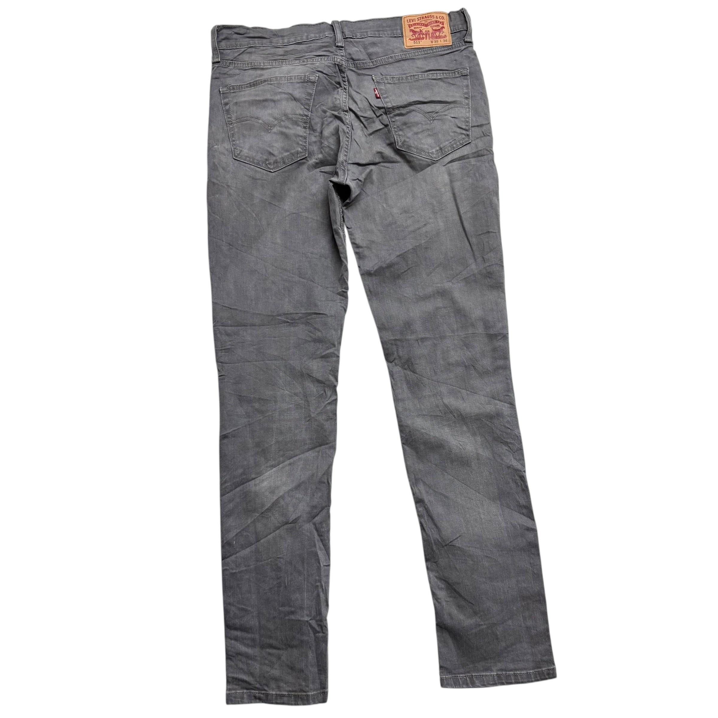 Levis 511 Jeans W35 L34 Mens Grey Slim Fit Stretch Denim