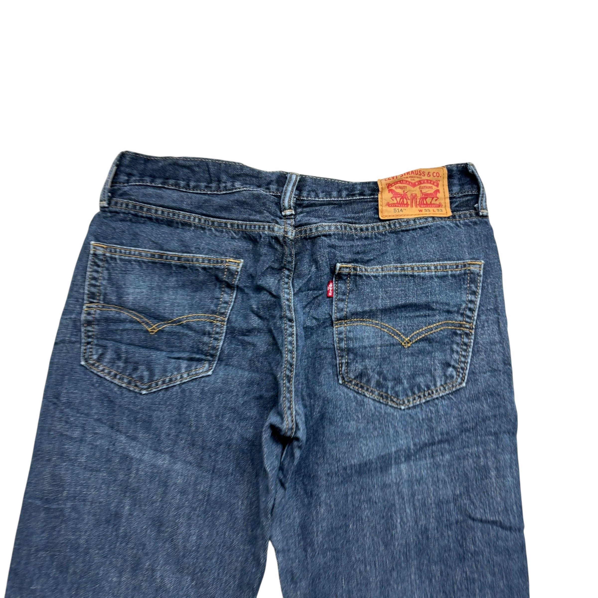 Levis 514 Jeans W33 L32 Mens Dark Blue Regular Straight Fit Denim