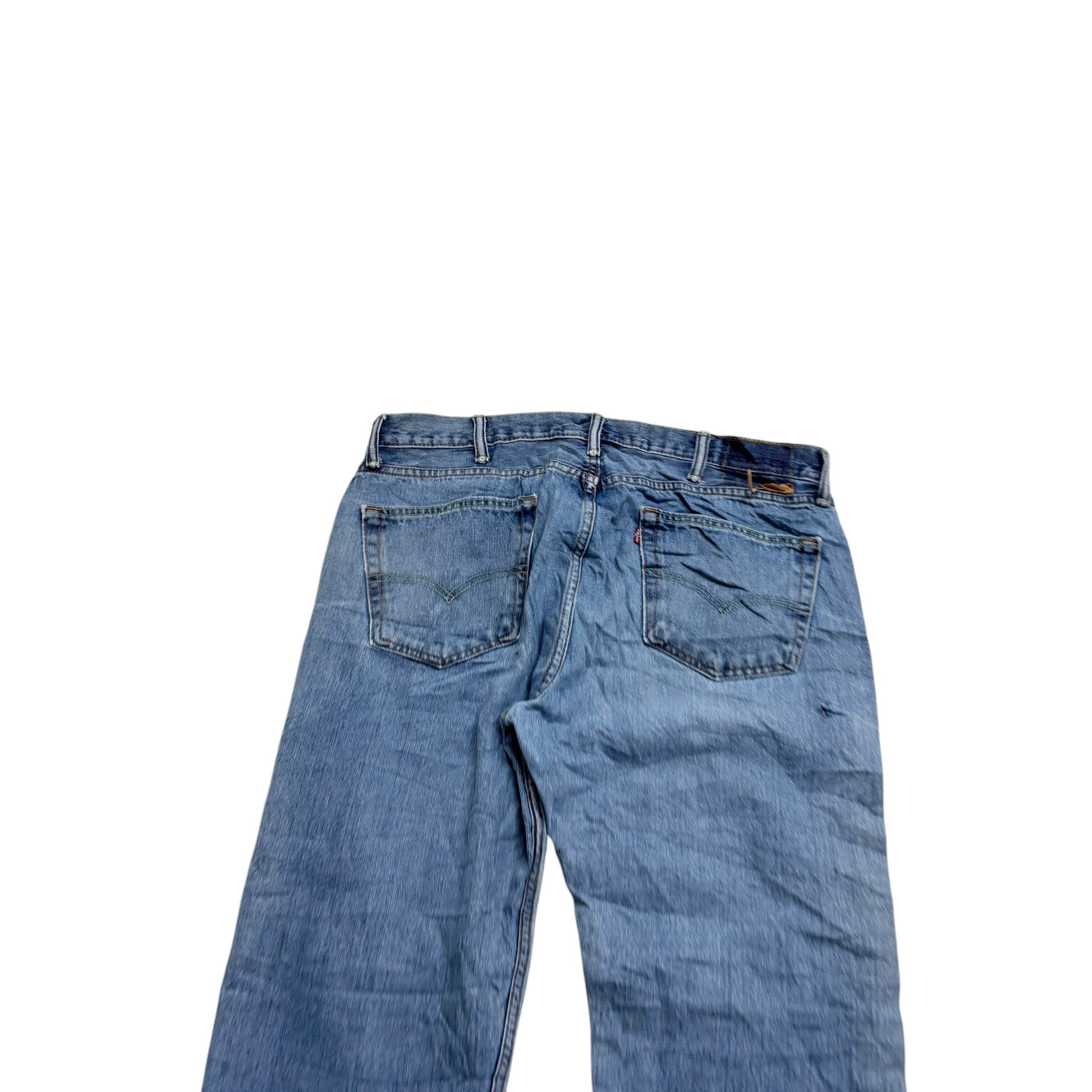 Levis 505 Jeans W38 L34 Mens Light Blue Regular Straight Fit Denim (F)