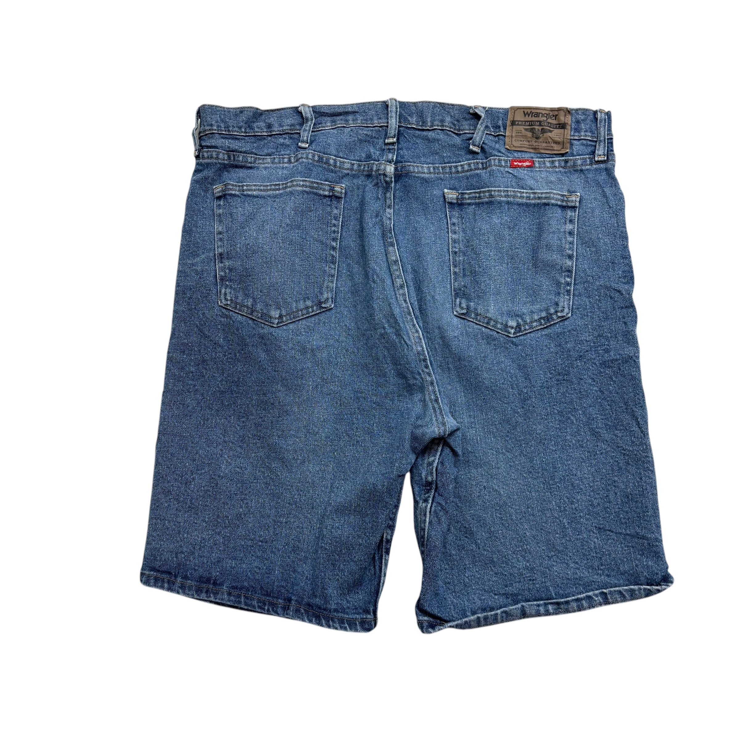 Wrangler Jorts W38 Mens Denim Shorts Mid Blue Relaxed Fit Stretch (E)