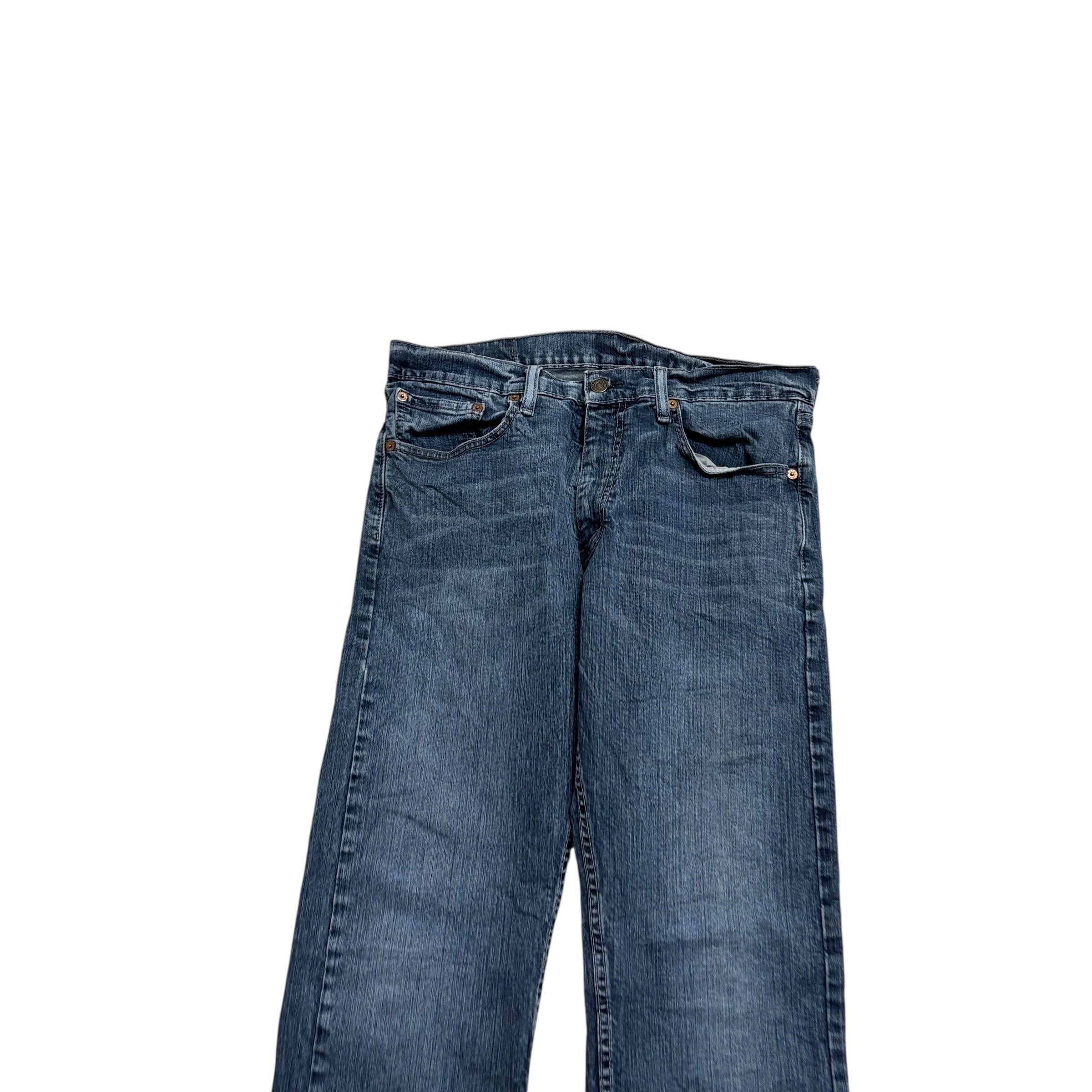 Levis 505 Jeans W33 L32 Mens Navy Blue Regular Straight Fit Stretch Denim