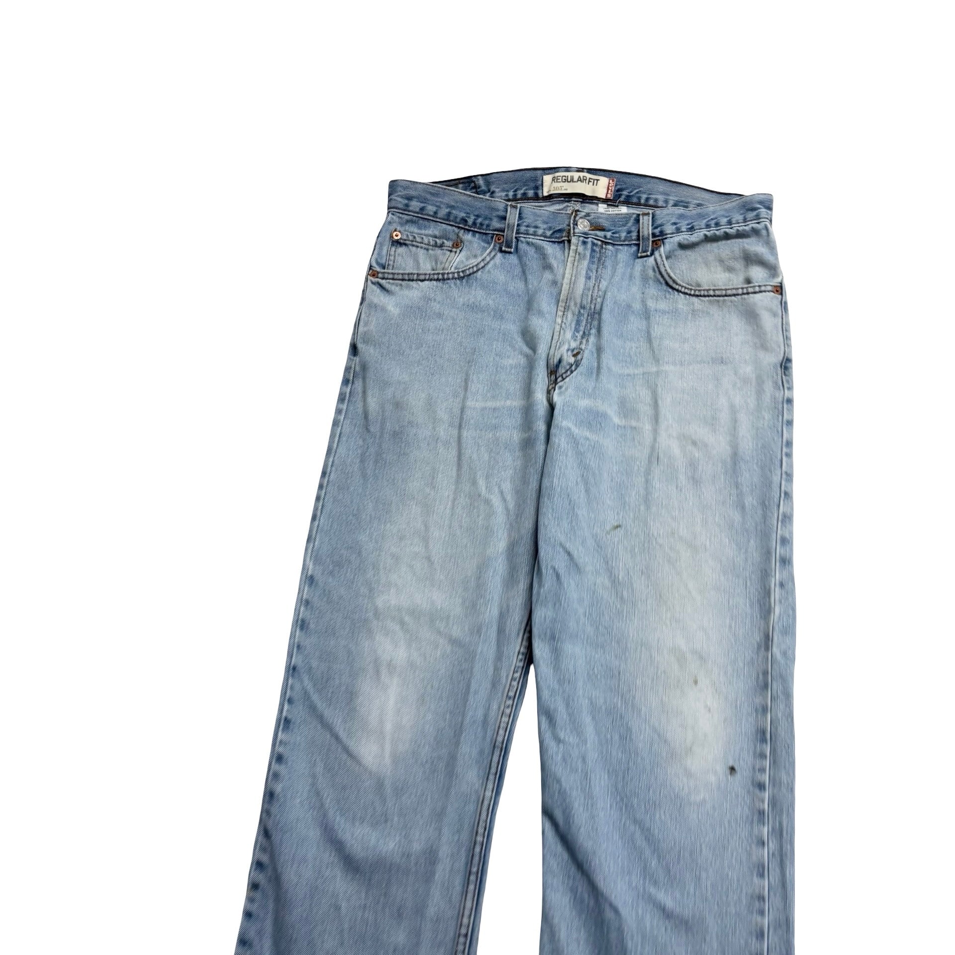 Levis 505 Jeans W34 L31 Mens Light Blue Regular Straight Fit Vintage Denim (F)