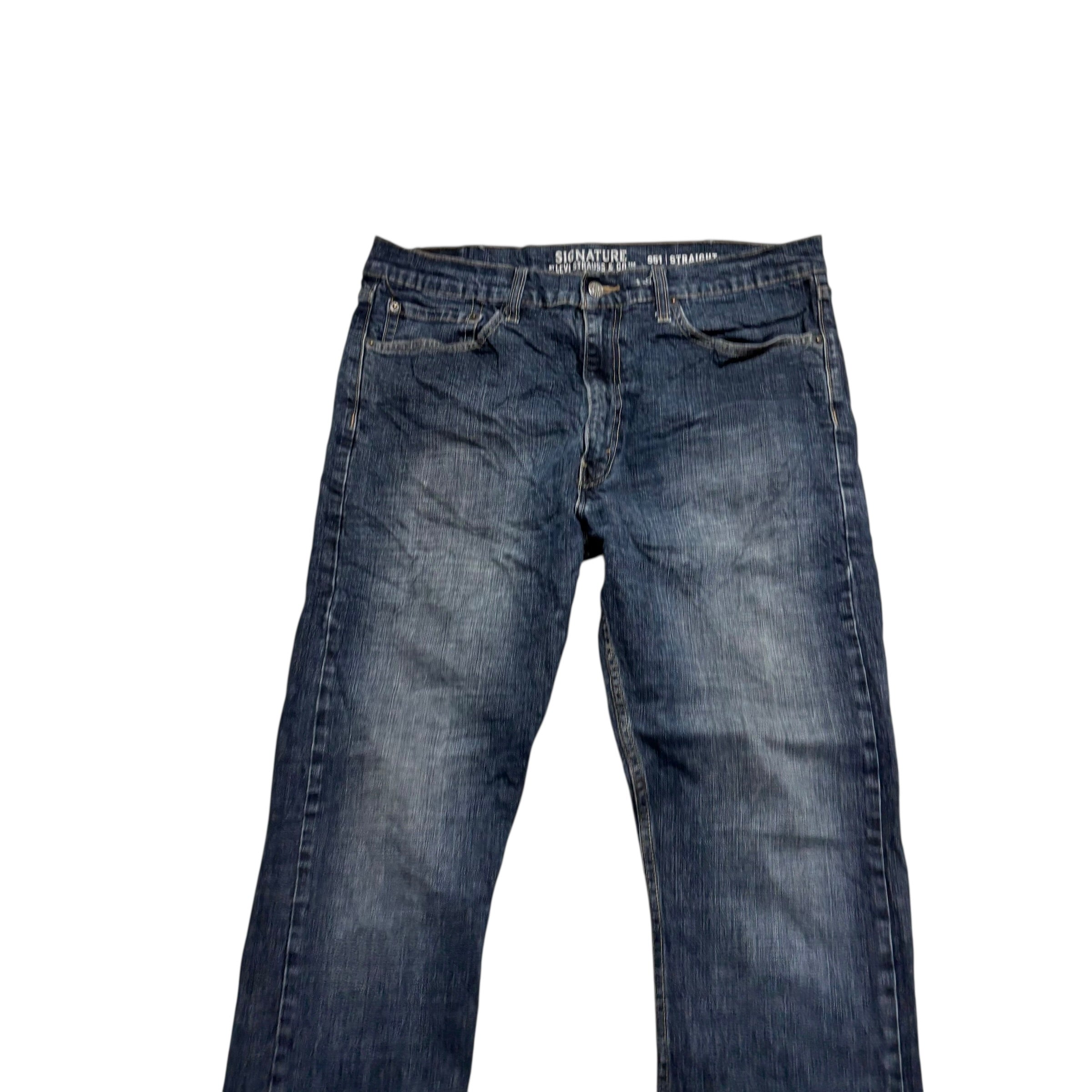 Levis Signature Jeans W36 L32 Mens Dark Blue Regular Straight Fit Stretch (F)