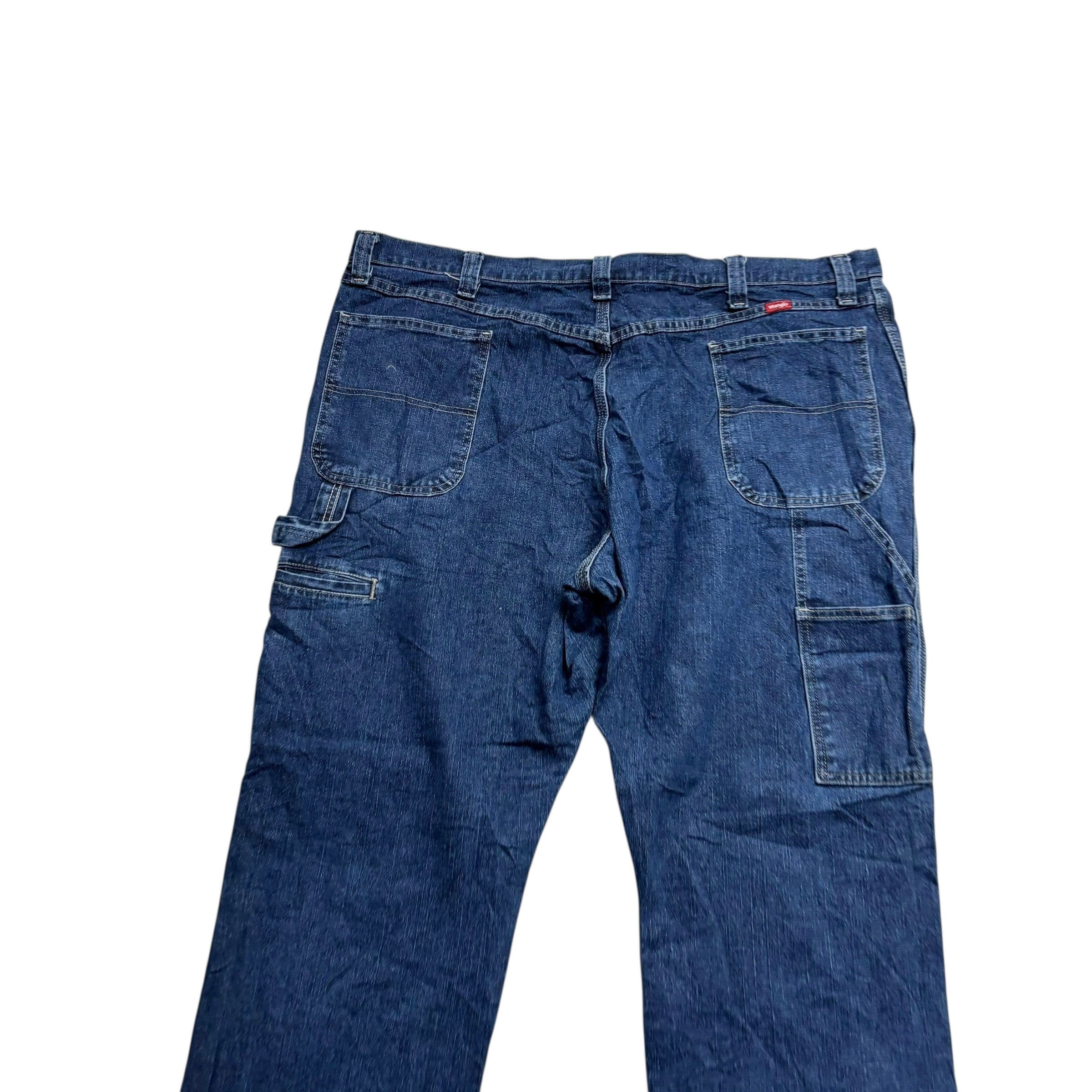 Wrangler Carpenter Jeans W44 L33 Mens Dark Blue Relaxed Baggy Stretch Denim (E)