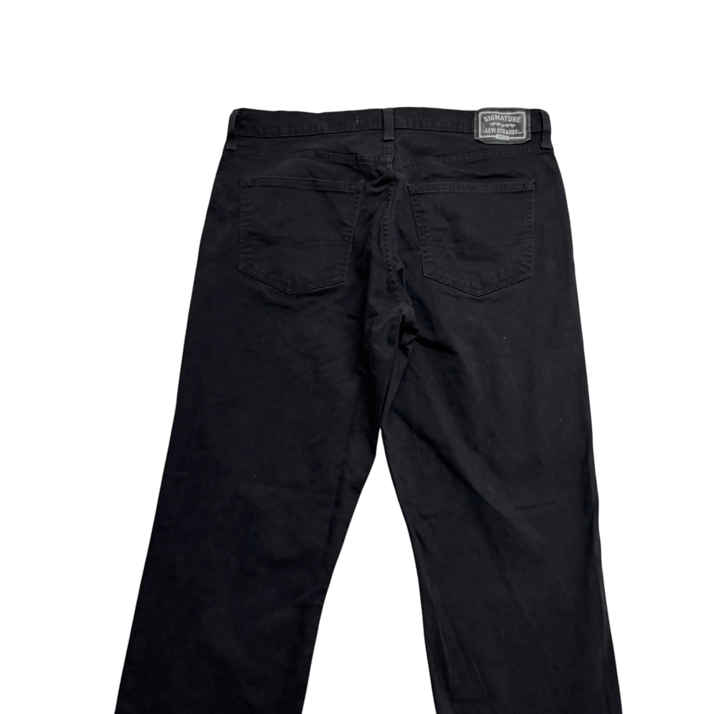 Levis Signature Trousers W34 L32 Mens Black Athletic Fit Stretch Pants (E)