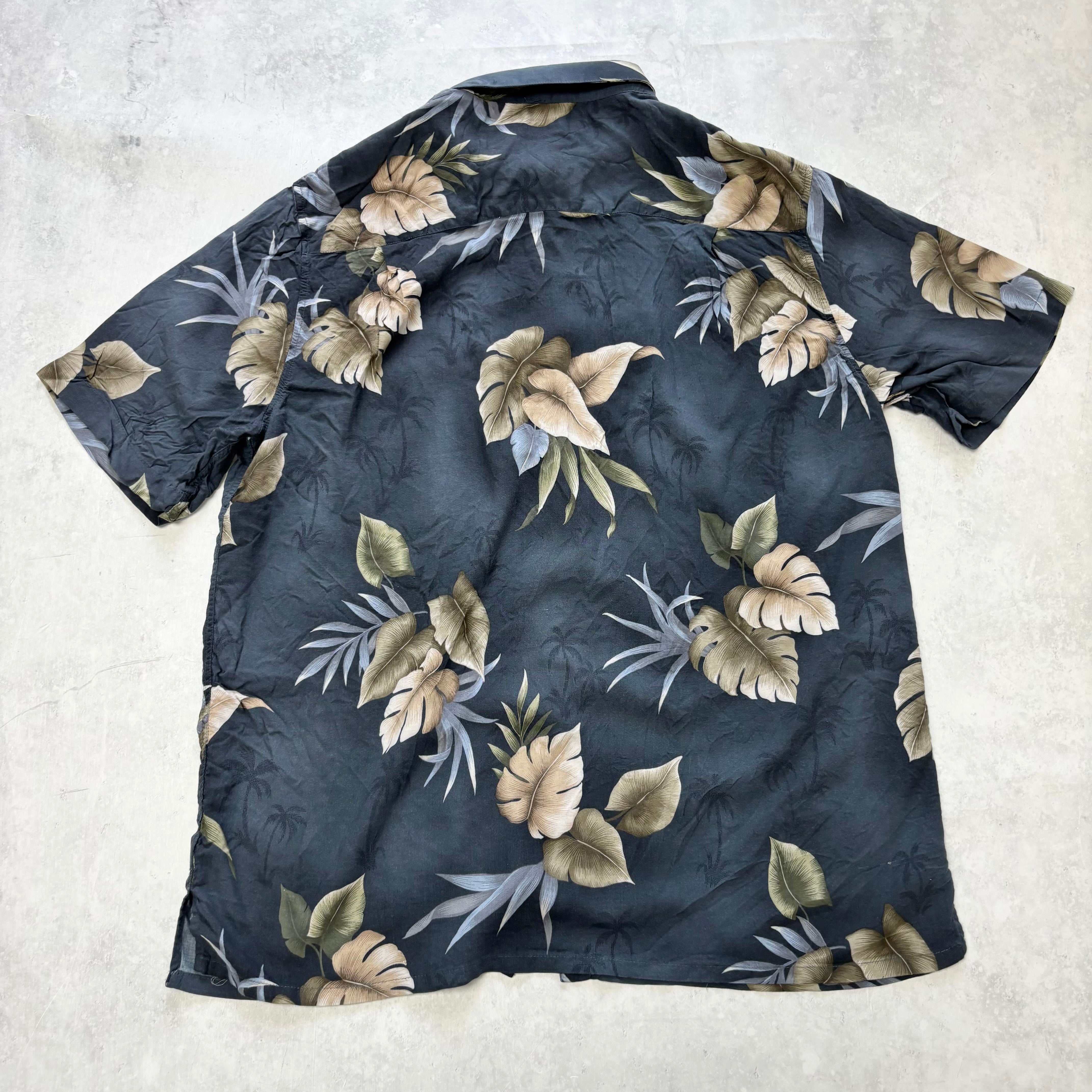 Hawaiian Shirt Mens Large Blue Floral Aloha Short Sleeve Rayon (E)