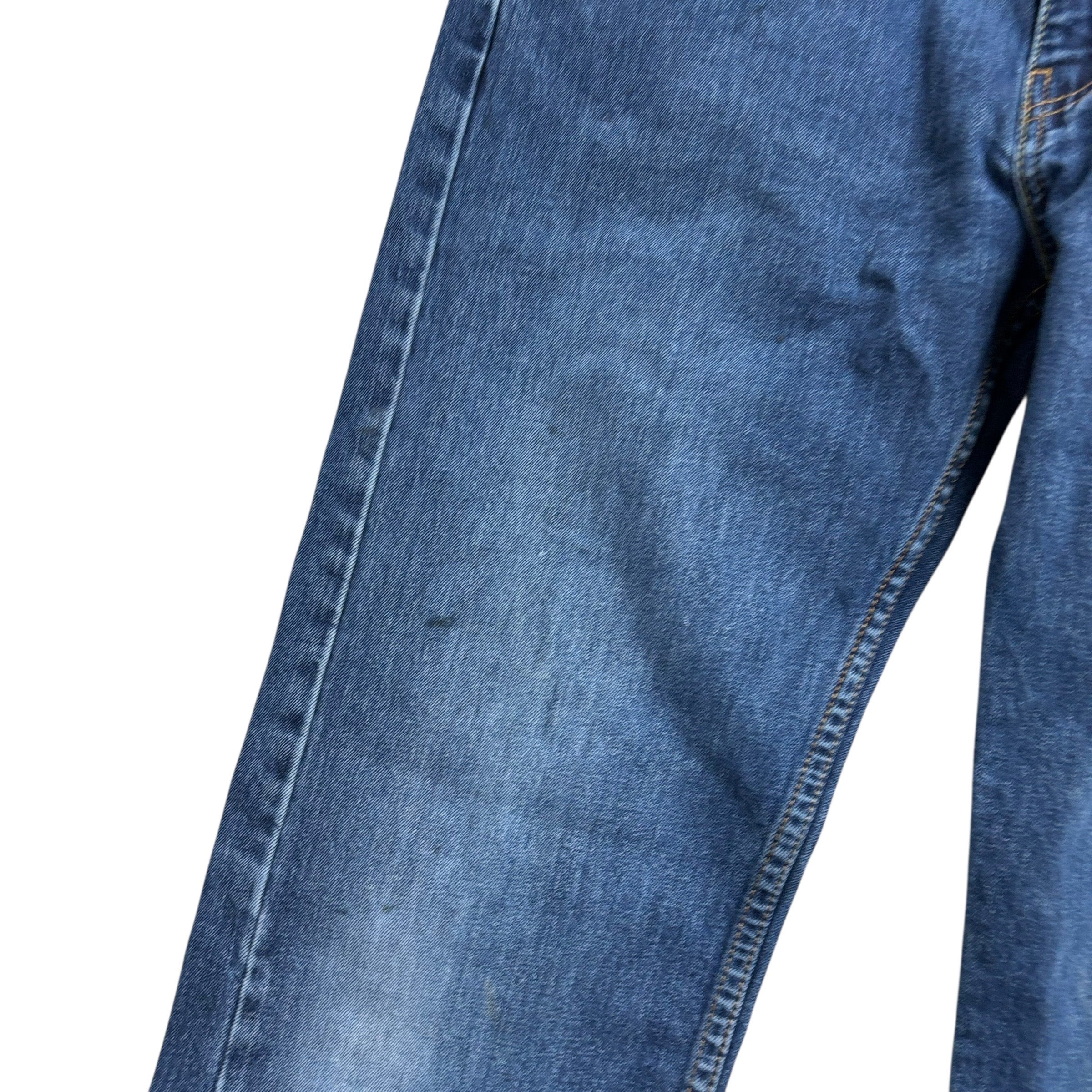 Levis 505 Jeans W34 L34 Mens Mid Blue Regular Straight Fit Stretch Denim (F)