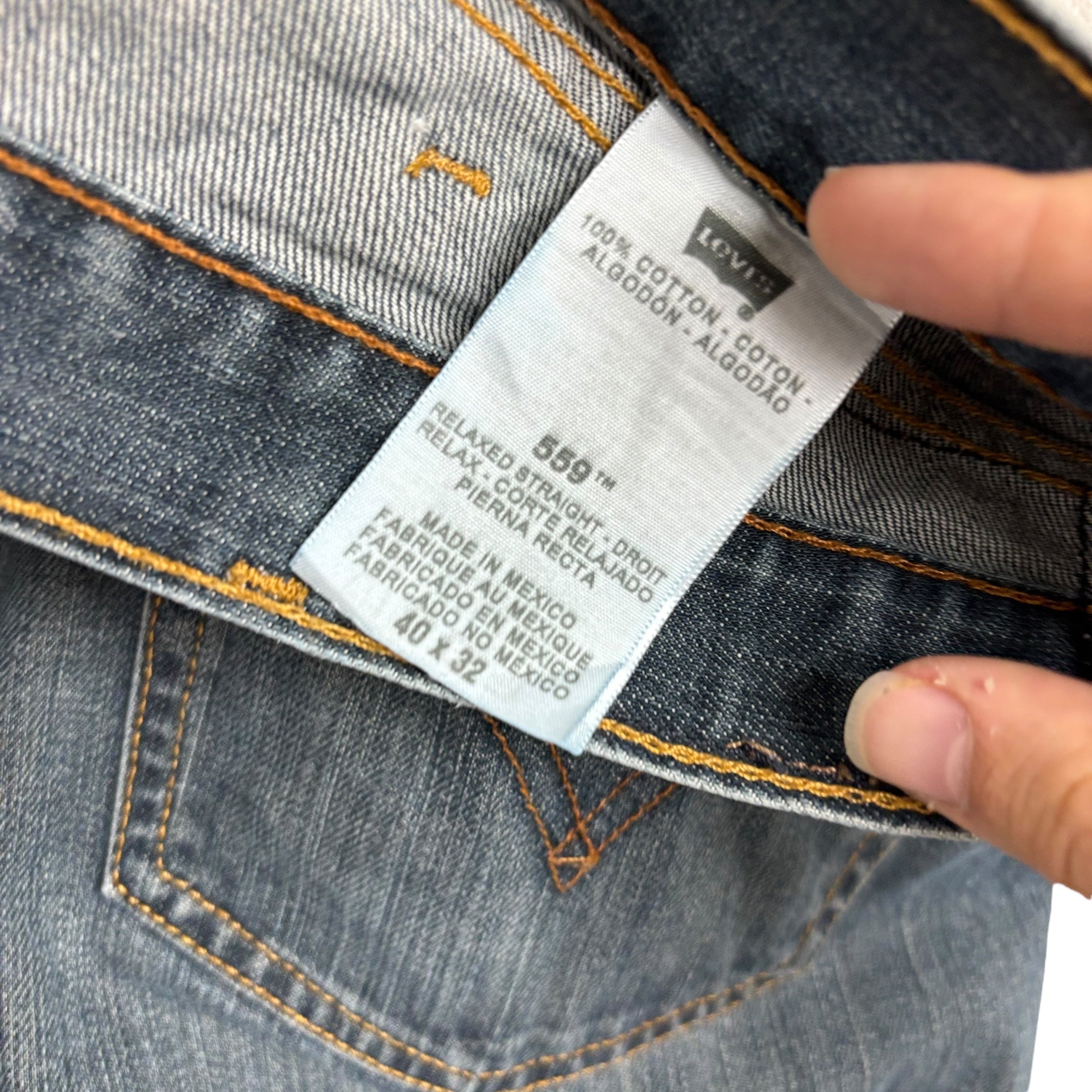 Levis 559 Jeans W40 L32 Mens Dark Blue Baggy Relaxed Straight Fit Vintage Denim