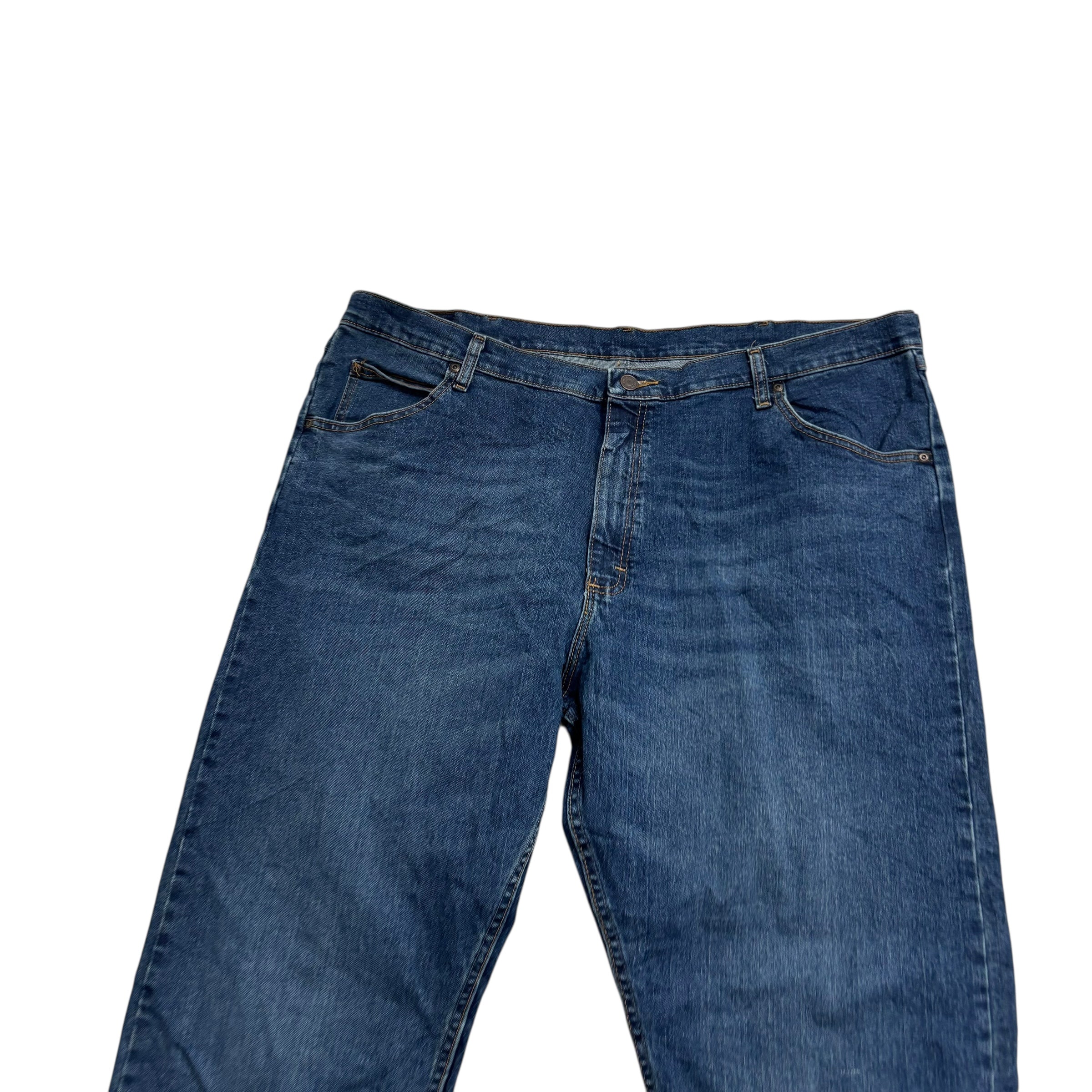 Wrangler Jeans W42 L30 Mens Dark Blue Relaxed Straight Fit Stretch Denim