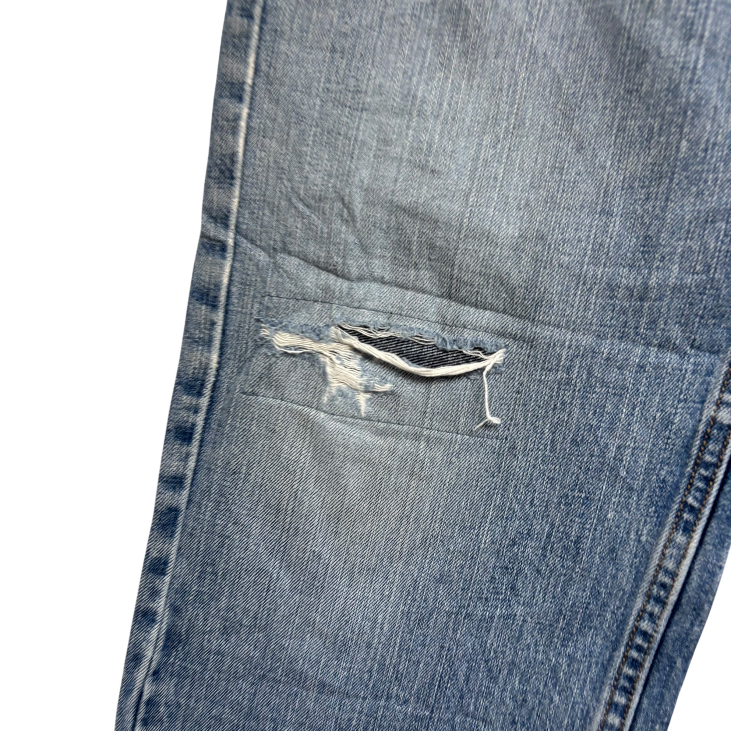 Levis 559 Jeans W34 L32 Mens Light Blue Baggy Relaxed Fit Distressed