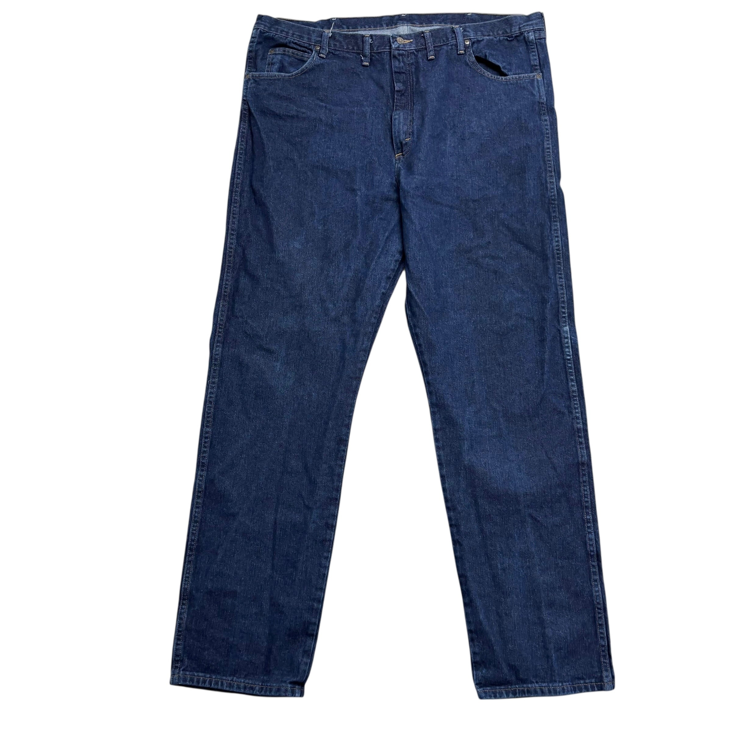 Wrangler Jeans W48 L36 Mens Dark Blue Relaxed Straight Fit Vintage Denim (E)