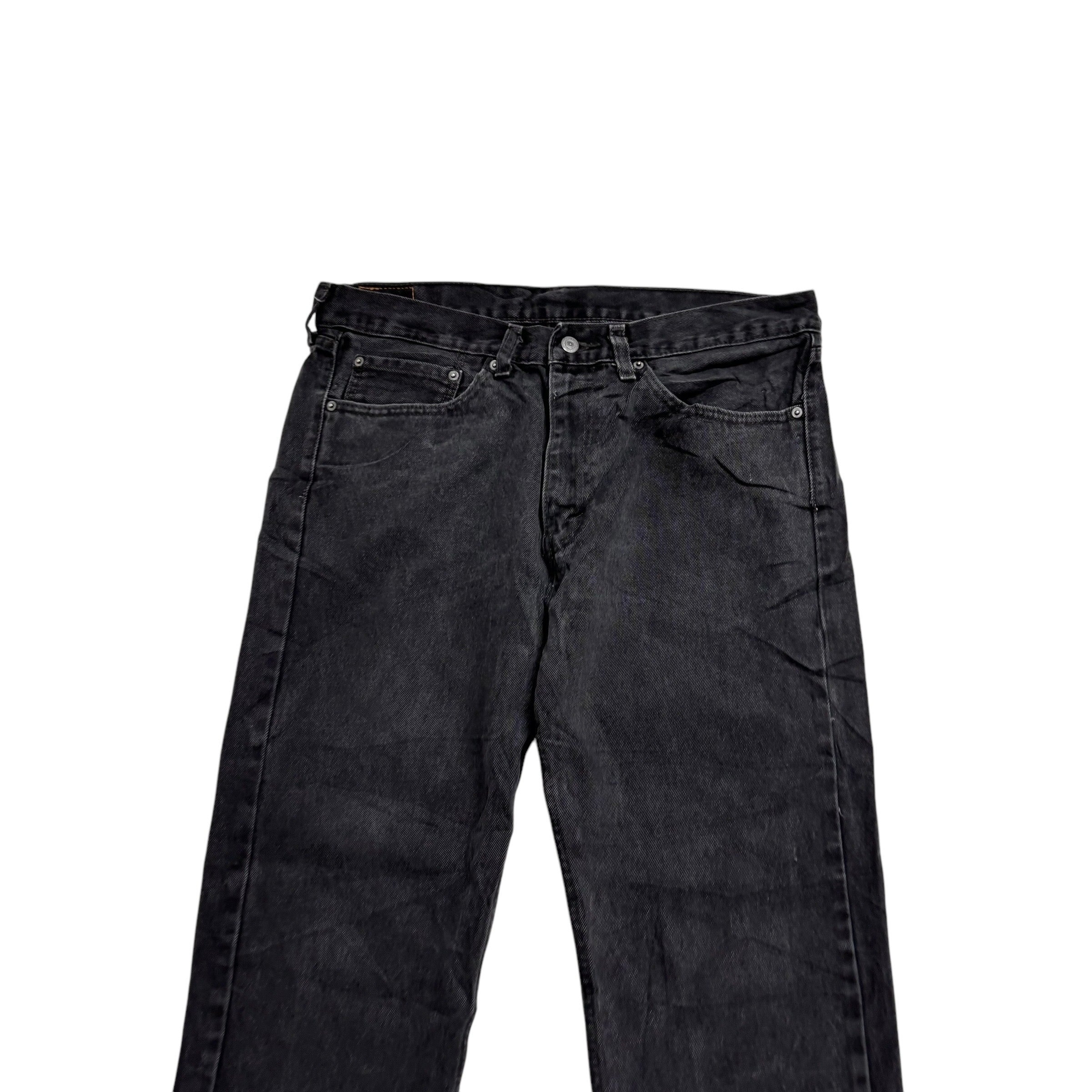 Levis 505 Jeans W36 L30 Mens Black Regular Straight Fit Denim (E)