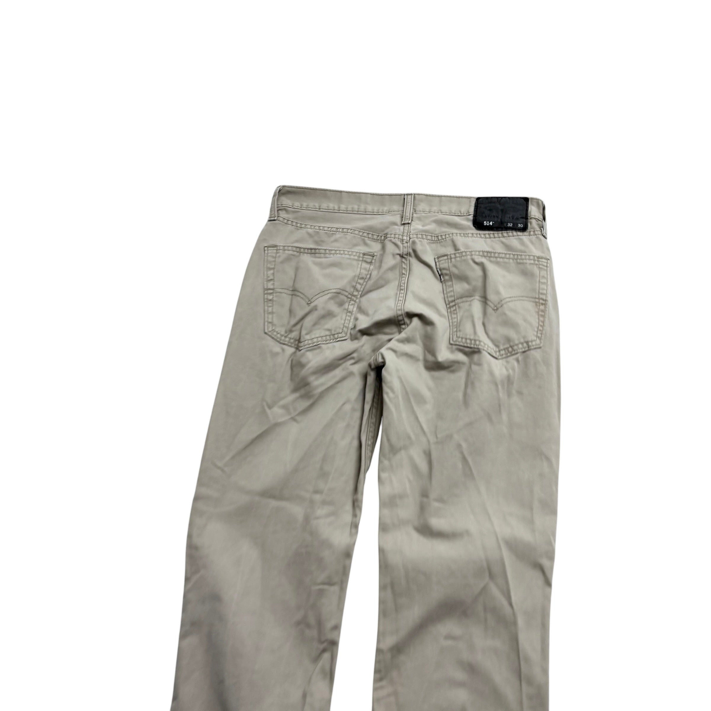 Levis 514 Trousers W32 L29 Mens Cream Regular Straight Fit Pants (E)