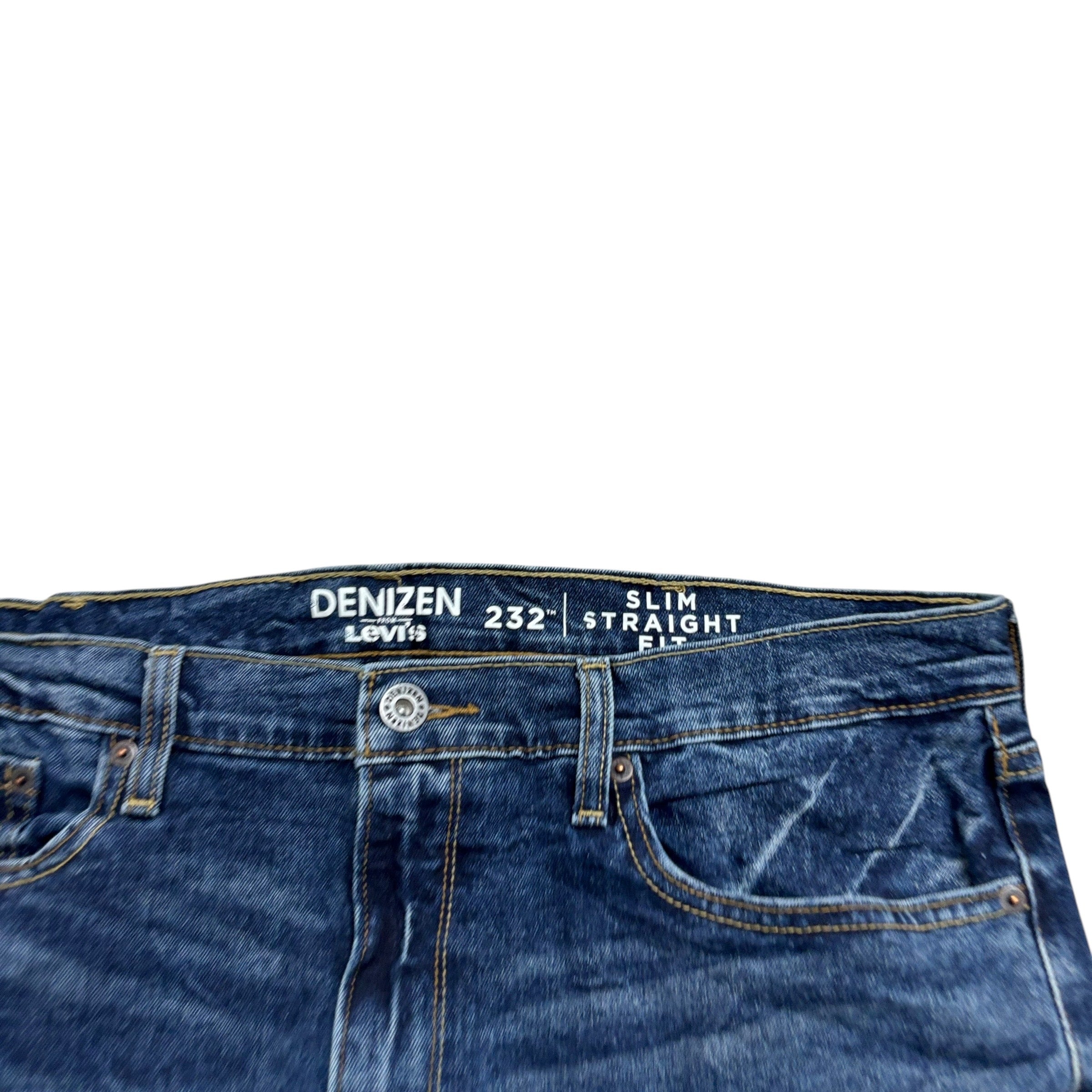 Levis Denizen Jeans W38 L30 Mens Mid Blue Slim Straight Fit Stretch Denim (E)